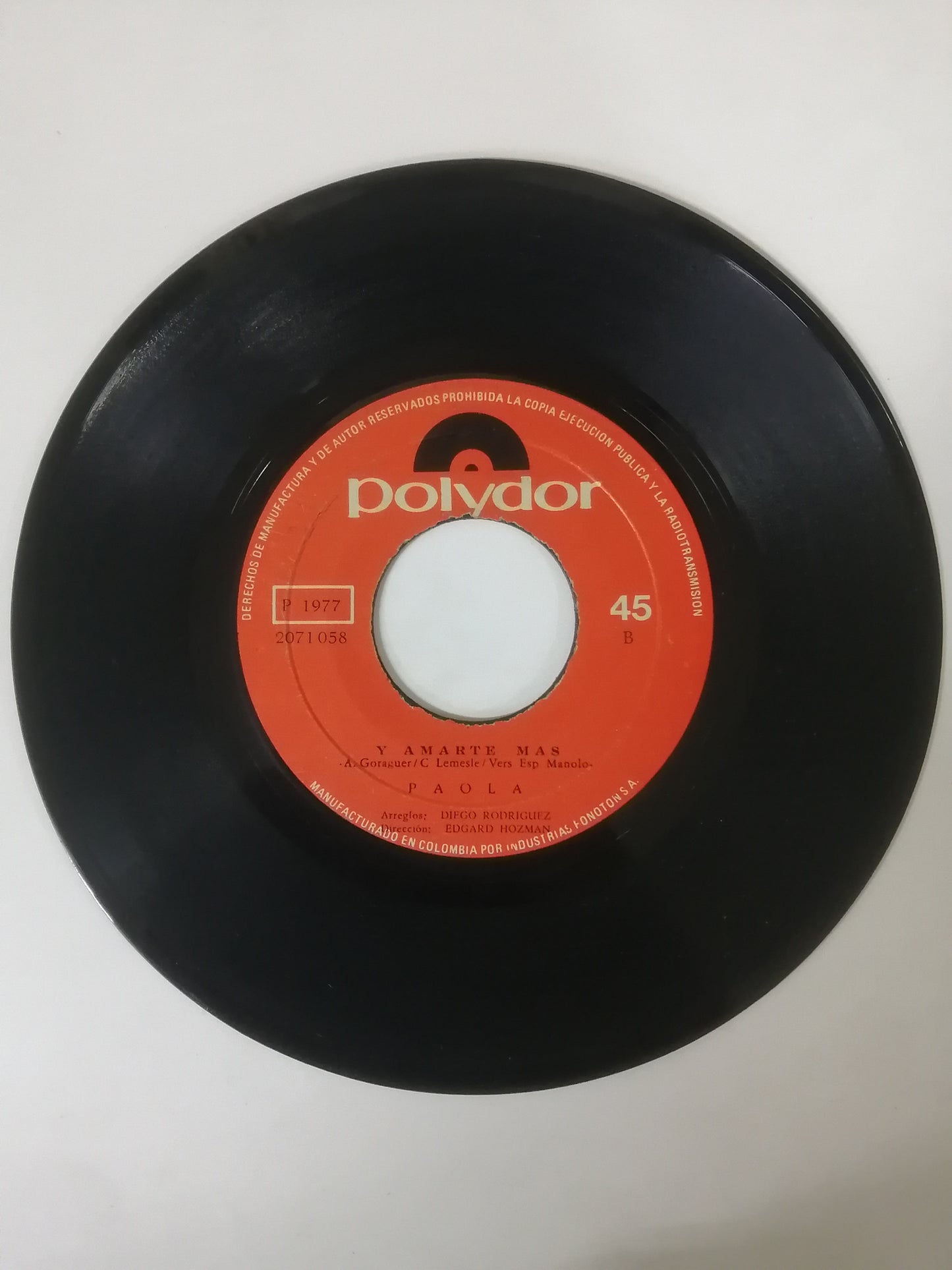 VINILO PAOLA - EL AMOR SEGUIRÁ / Y AMARTE MAS