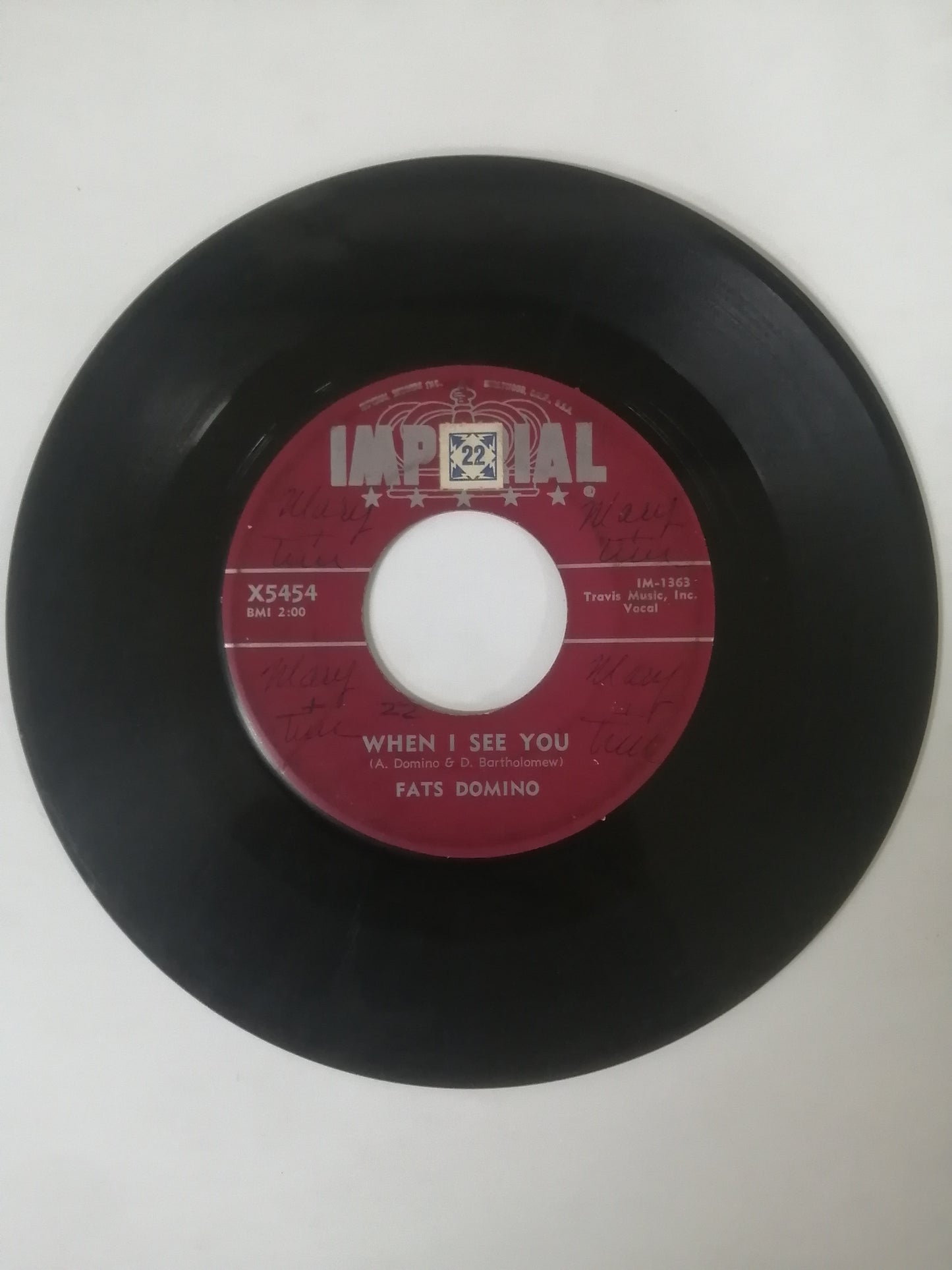 VINILO FATS DOMINO - WHAT WILL I TELL MY HEART / WHEN I SEE YOU