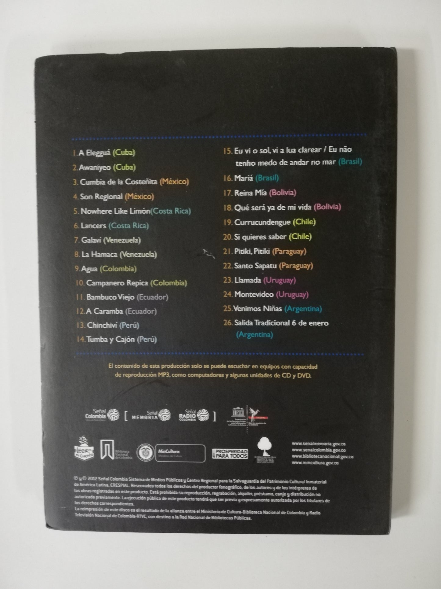 CD CANTOS Y MÚSICA AFRODESCENDIENTE DE AMÉRICA LATINA