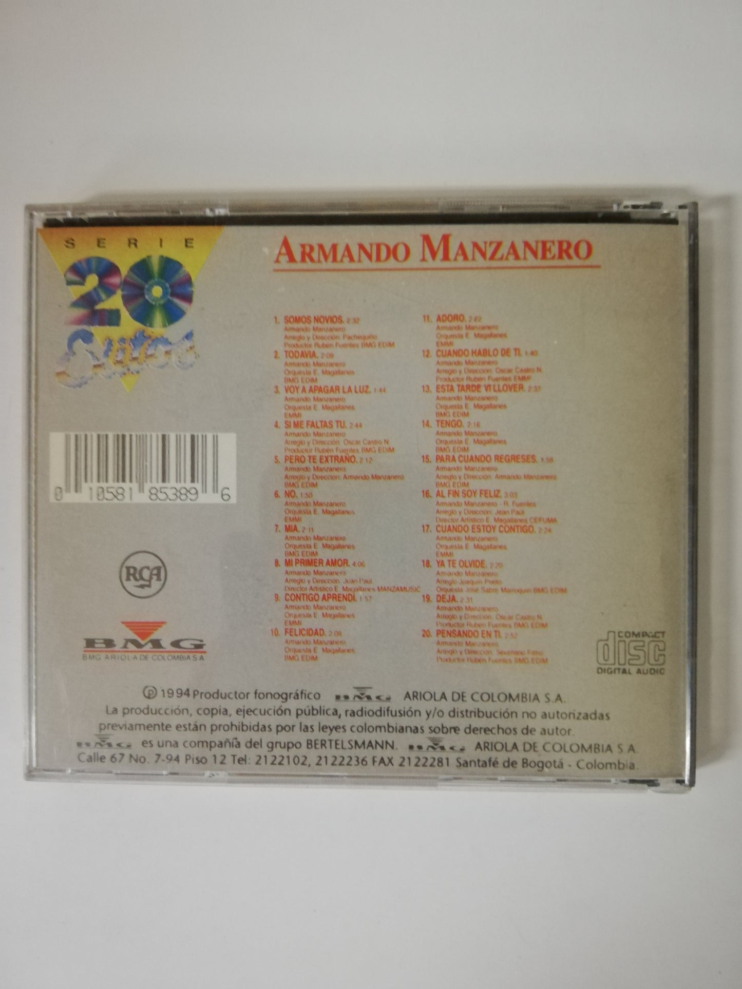 CD ARMANDO MANZANERO - SERIE 20 EXITOS