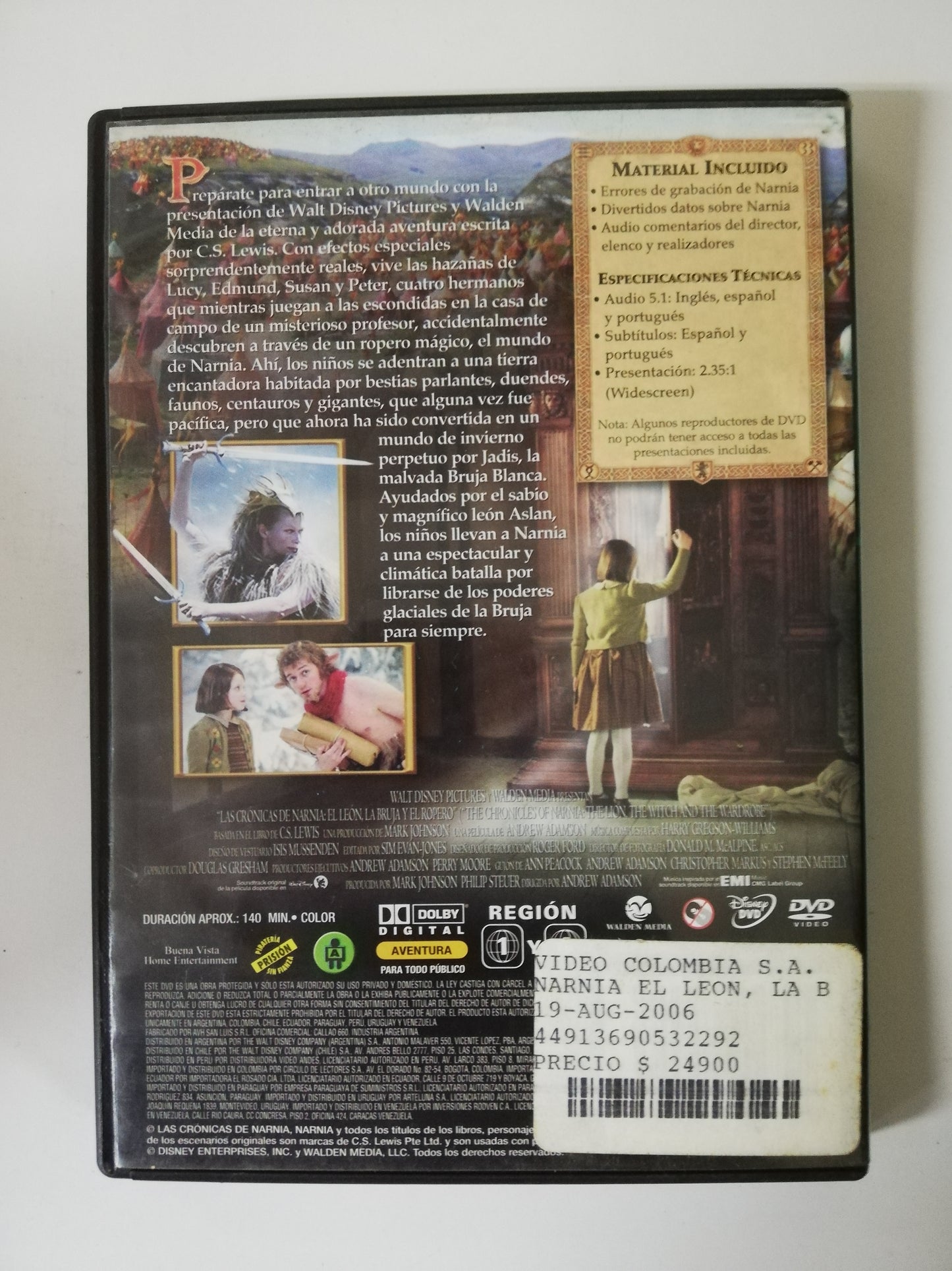 DVD LAS CRÓNICAS DE NARNIA - EL LEÓN, LA BRUJA Y EL ROPERO