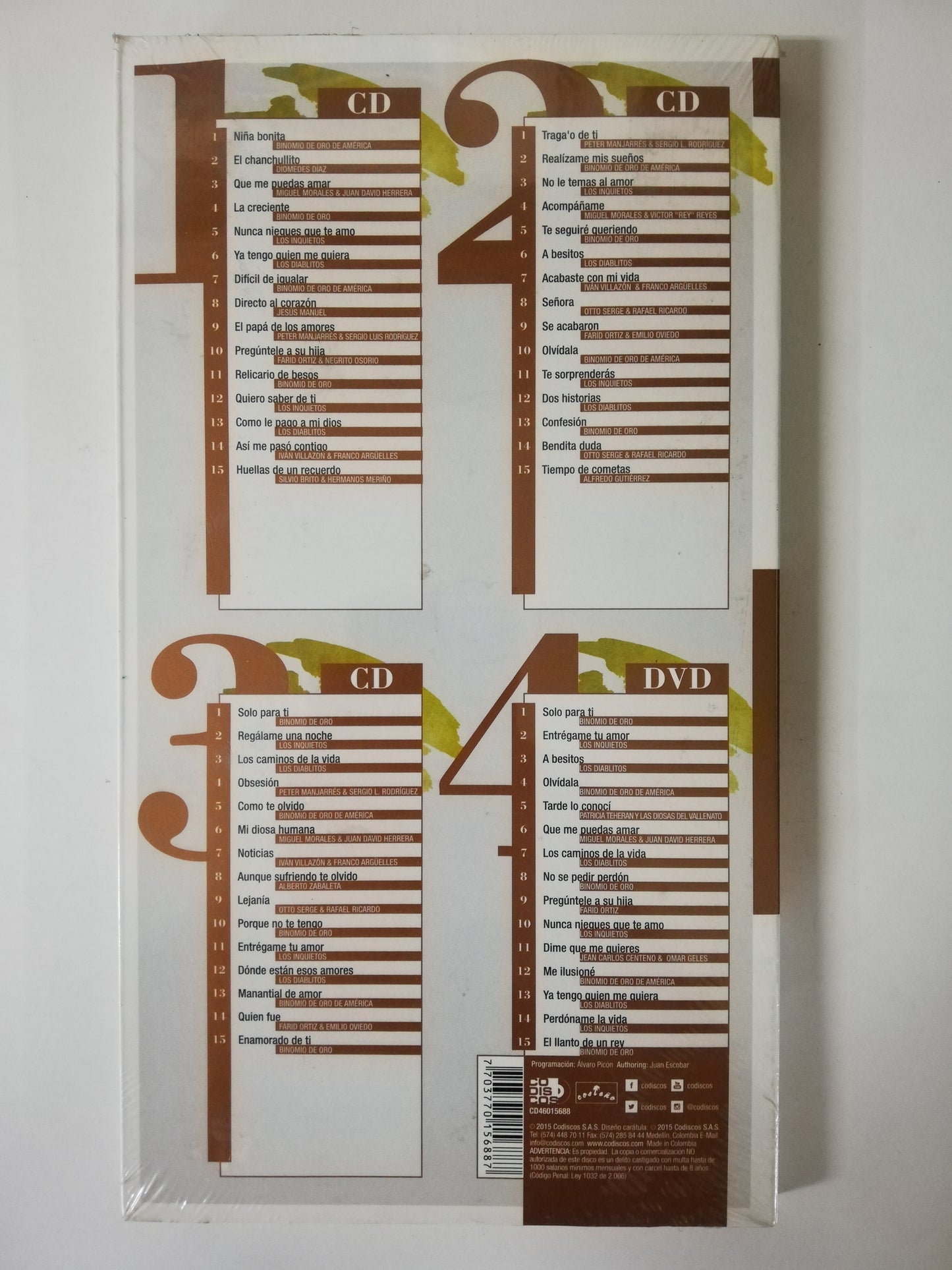 CD LAS INOLVIDABLES DEL VALLENATO - 3 CDS + 1 DVD