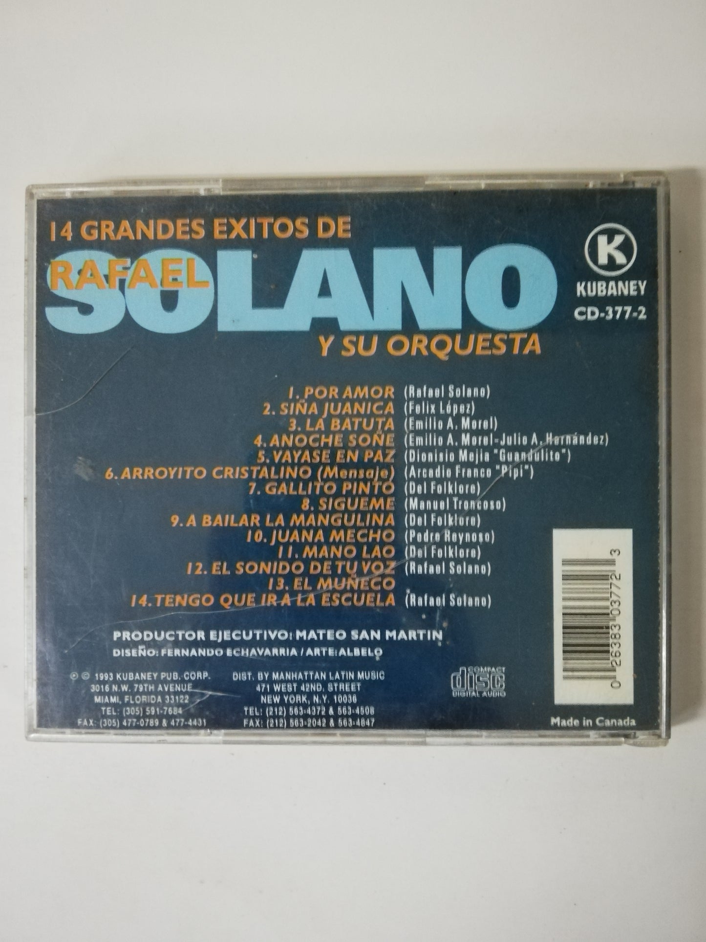 CD RAFAEL SOLANO Y SU ORQUESTA - GRANDES EXITOS DE RAFAEL SOLANO Y SU ORQUESTA