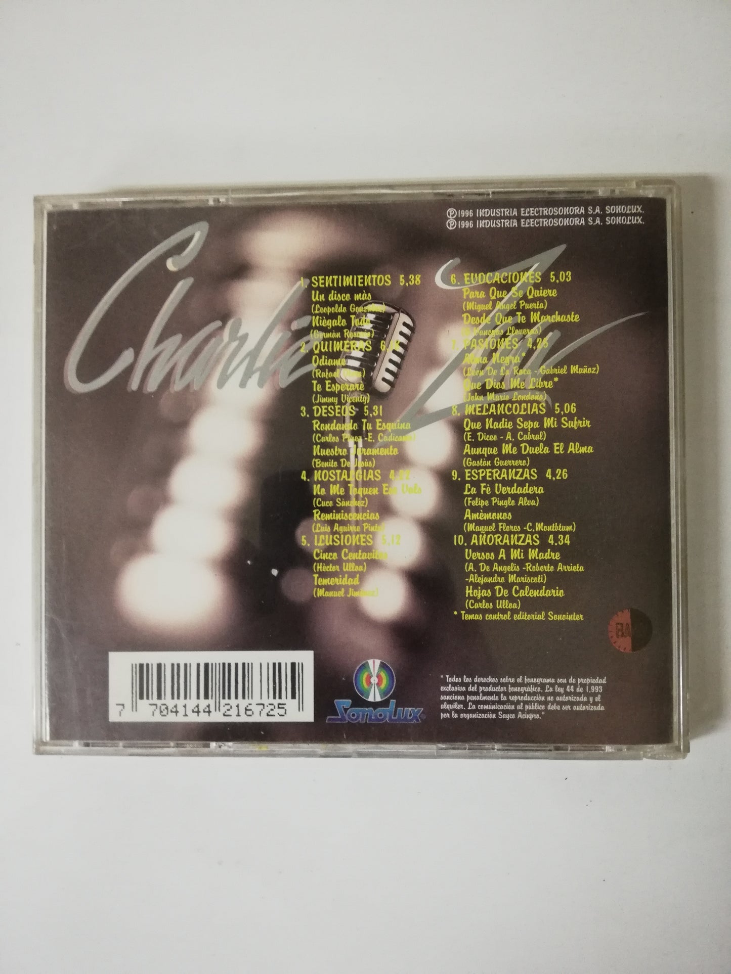 CD CHARLIE ZAA - SENTIMIENTO