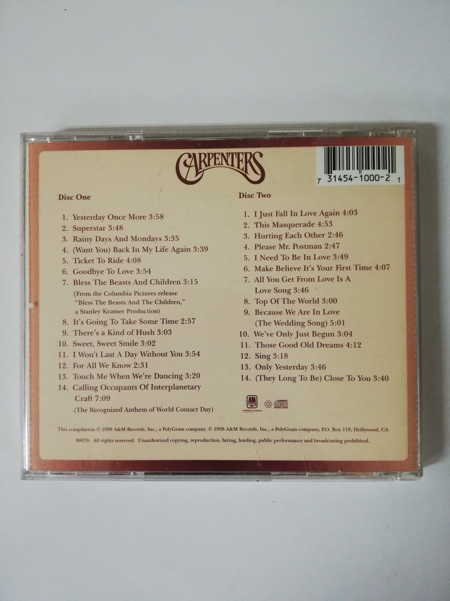 CD CARPENTERS - YESTERDAY ONCE MORE - CD X 2