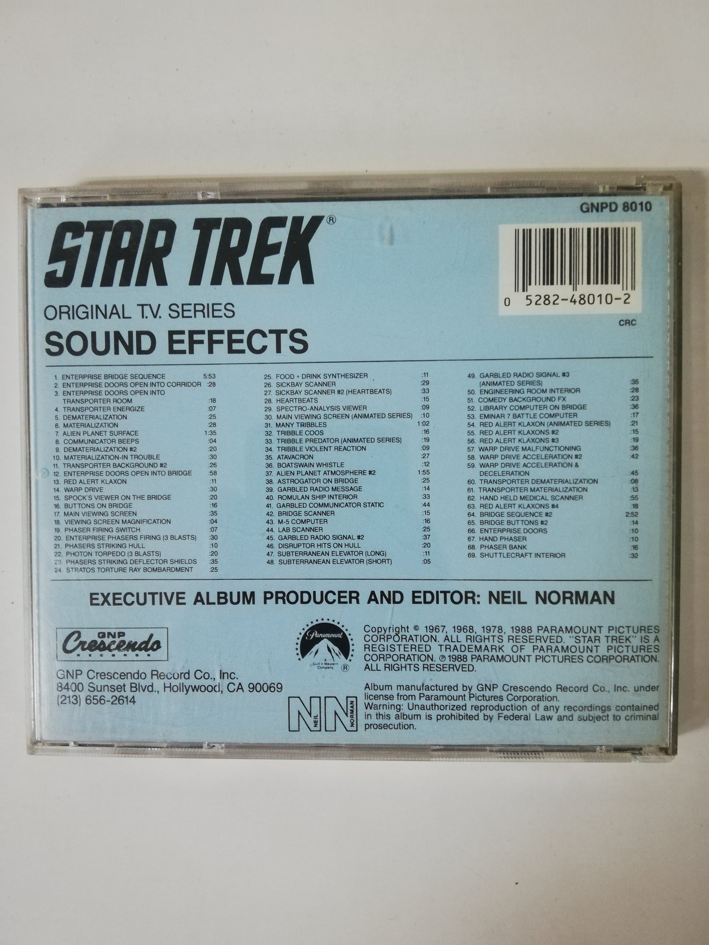 CD STAR TREK - SOUND EFFECT FROM THE ORIGINAL TV SOUNDTRACK