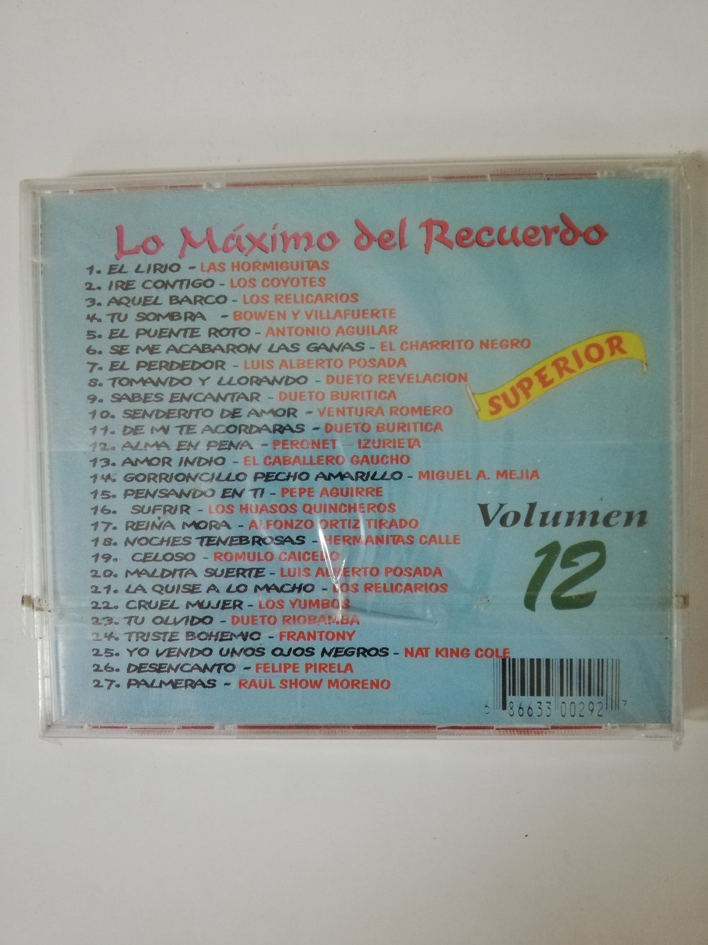 CD LO MÁXIMO DEL RECUERDO - LO MÁXIMO DEL RECUERDO VOL. 12