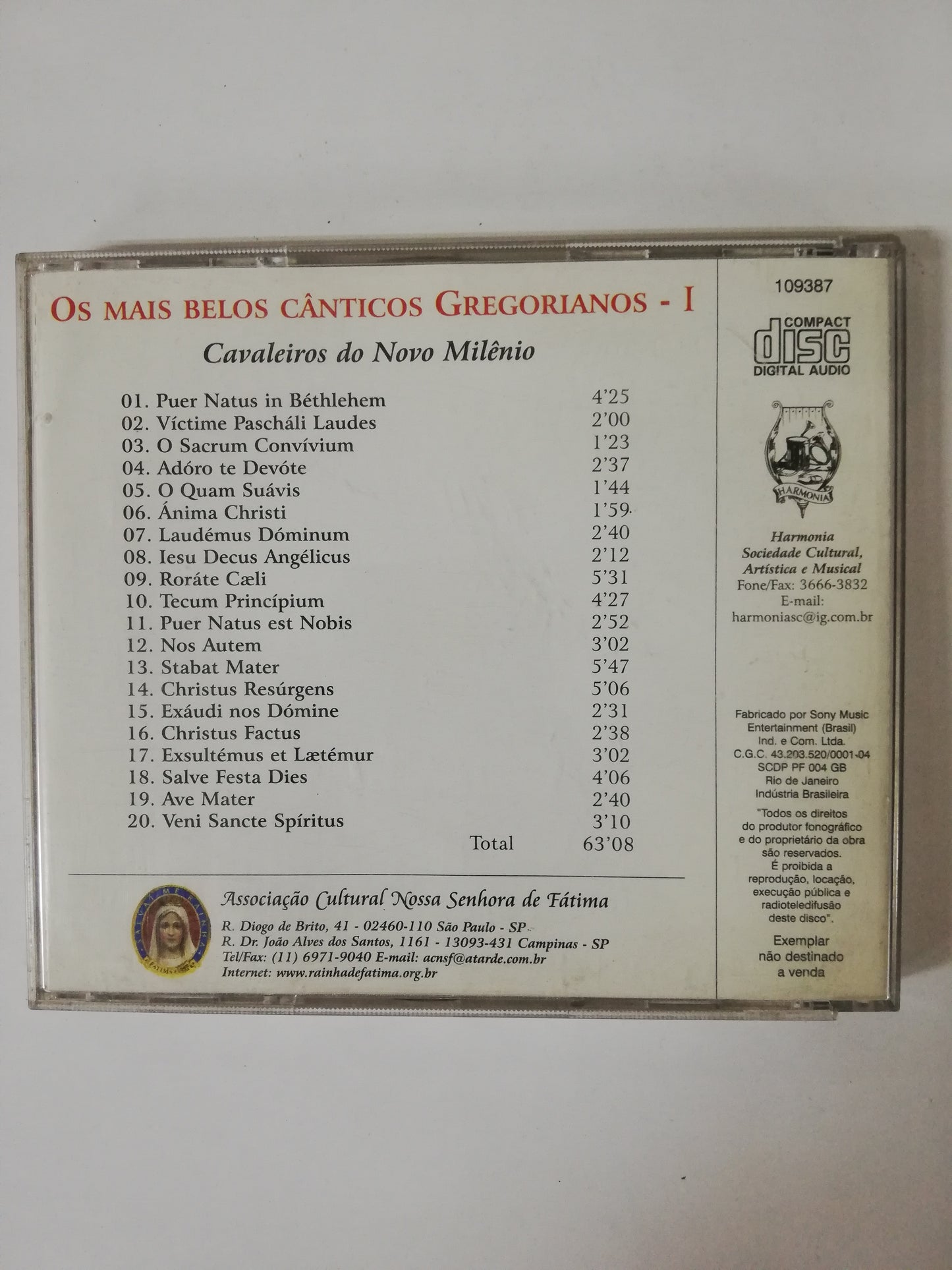 CD CAVALEIROS DO NOVO MILENIO - OS MAIS BELOS CANTICOS GREGORIANOS No. 1