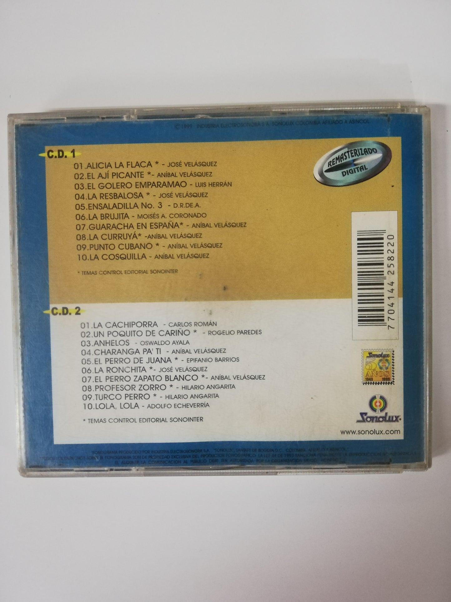 CD ANIBAL VELASQUEZ - COLECCIÓN DOBLE PLATINO DE EXITOS - CD X 2