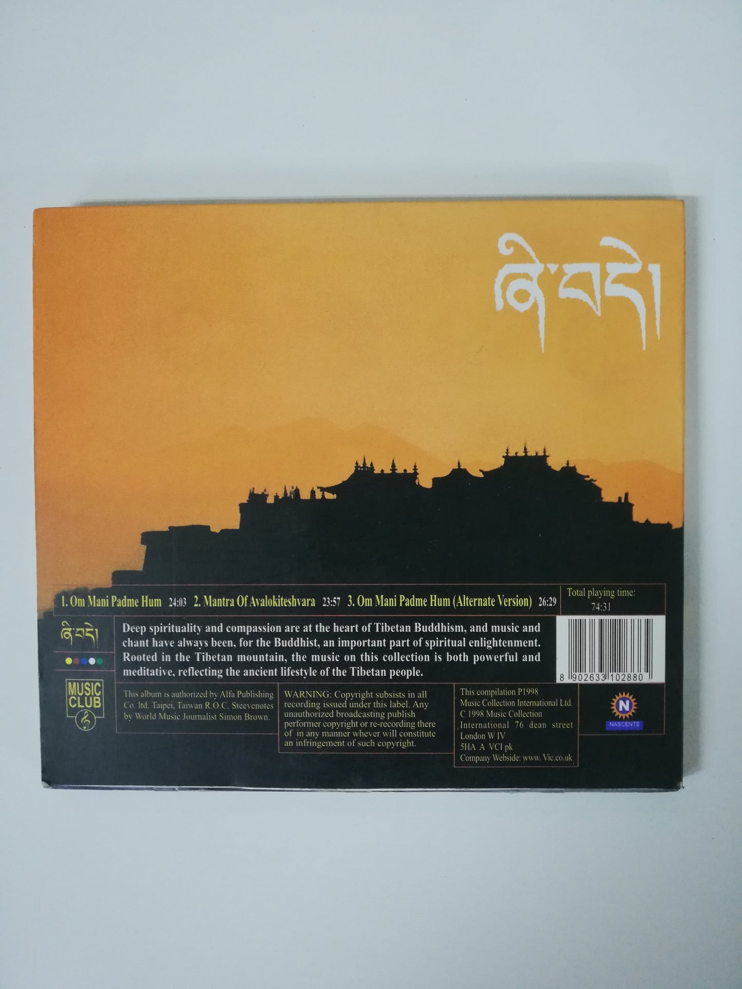 CD TIBETAN INCANTATIONS - THE MEDITATIVE SOUND OF BUDDHIST CHANTS