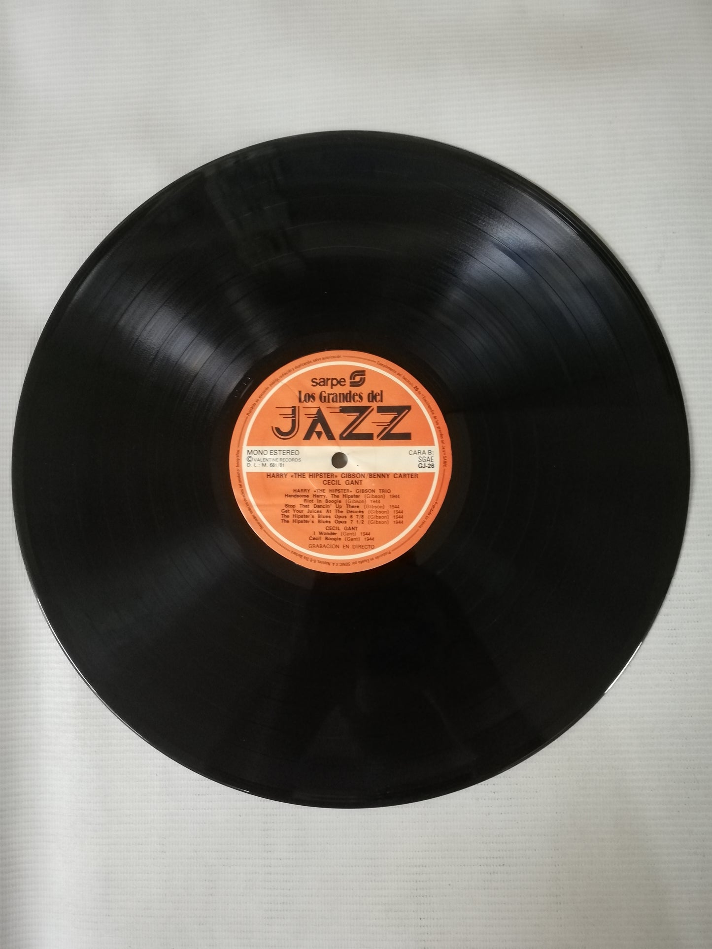 LP HARRY "THE HYPSTER" GIBSON / CECIL GANT / BENNY CARTER - LOS GRANDES DEL JAZZ VOL. 26