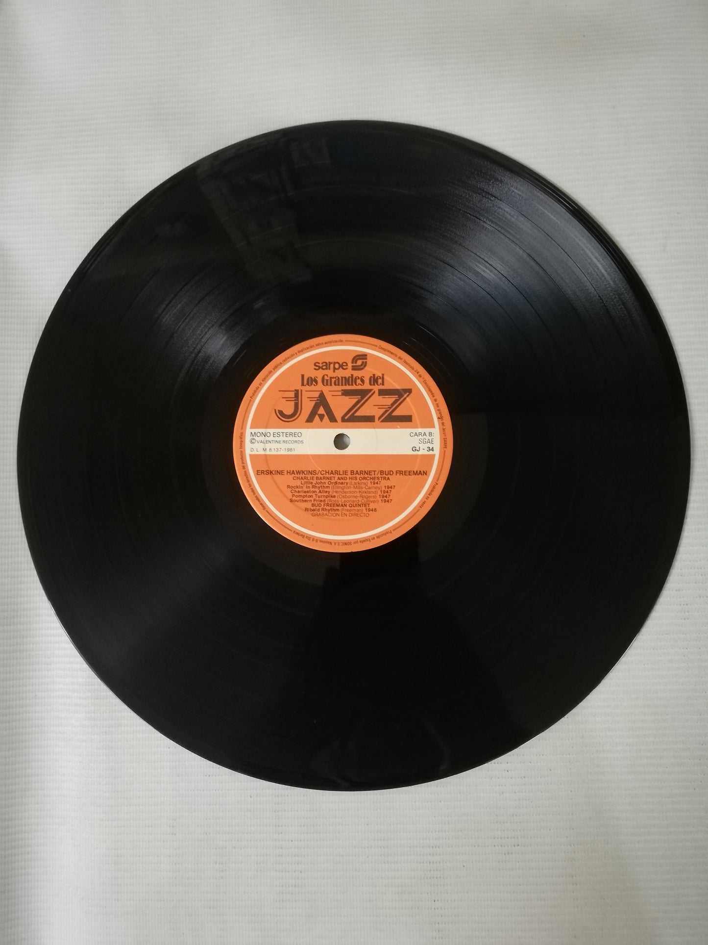 LP ERSKINE HAWKING / CHARLIE BARNET / BUD FREEMAN - LOS GRANDES DEL JAZZ VOL. 34