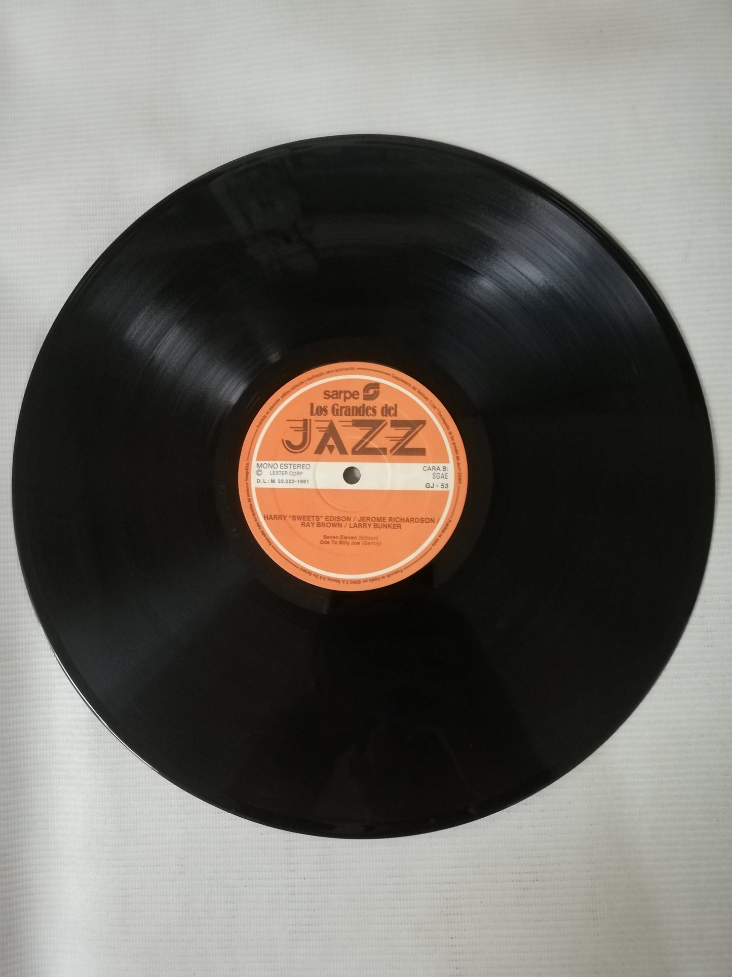 LP HARRY "SWEETS" EDISON / RAY BROWN / JEROME RICHARDSON / LARRY BUNKER - LOS GRANDES DEL JAZZ VOL. 53