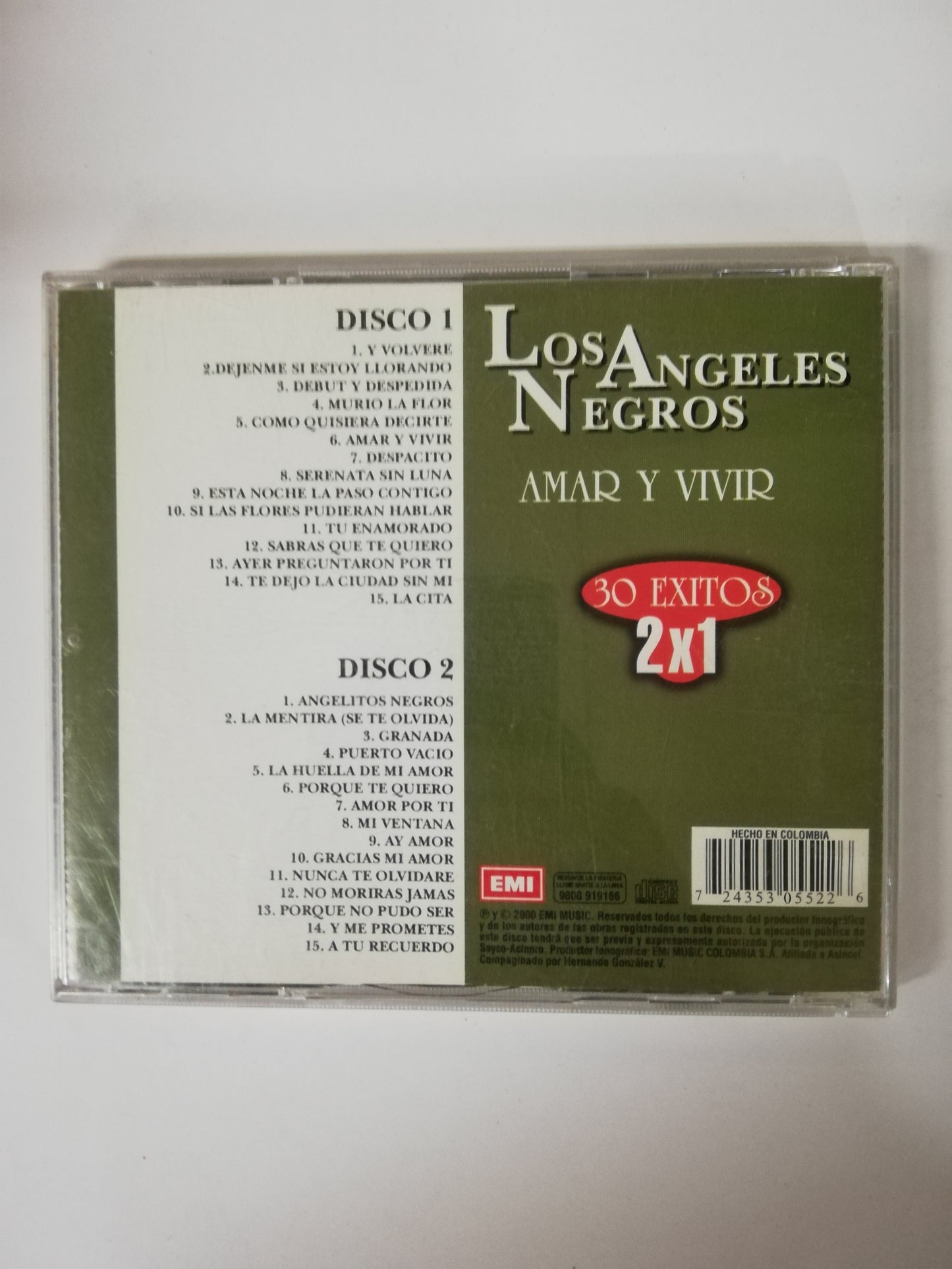 CD LOS ANGELES NEGROS - AMAR Y VIVIR - 30 EXITOS ORIGINALES - CD X 2