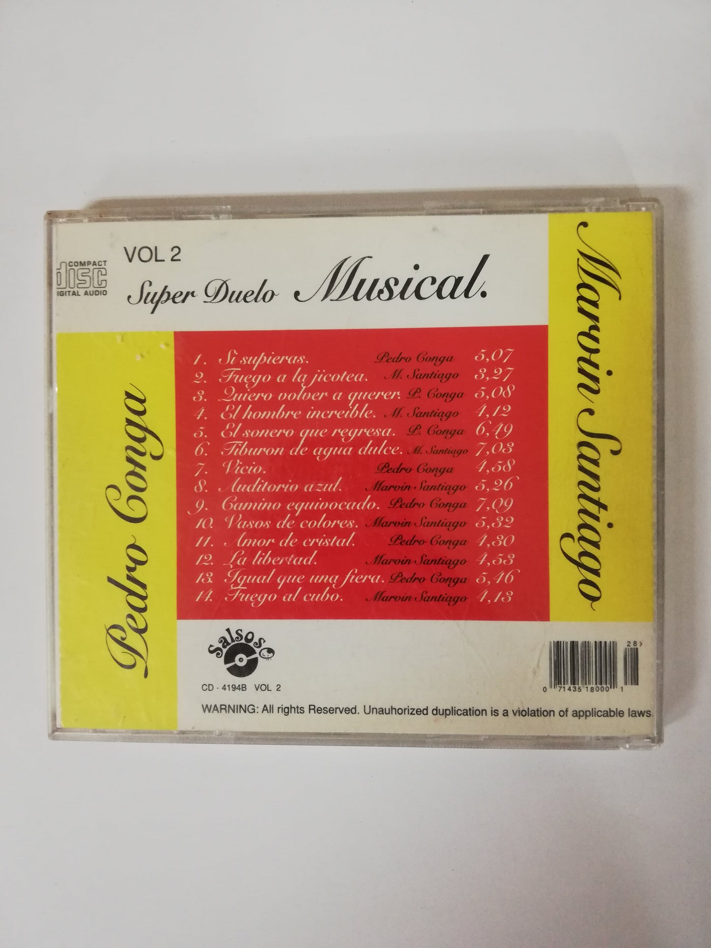 CD PEDRO CONGA / MARVIN SANTIAGO - SUPER DUELO MUSICAL VOL. 2