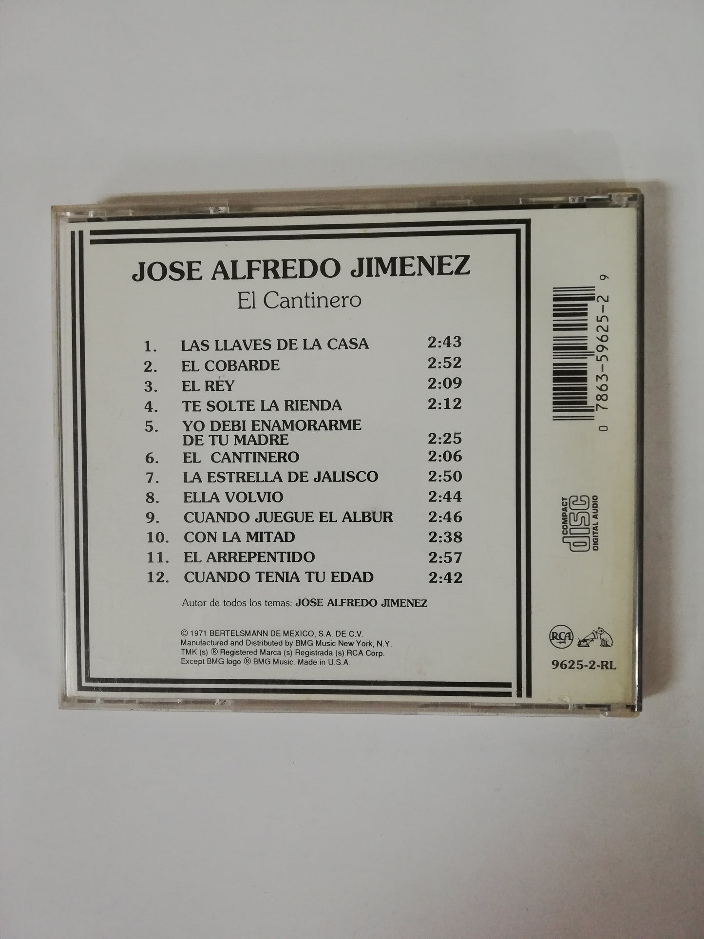 CD JOSÉ ALFREDO JIMENEZ - EL CANTINERO