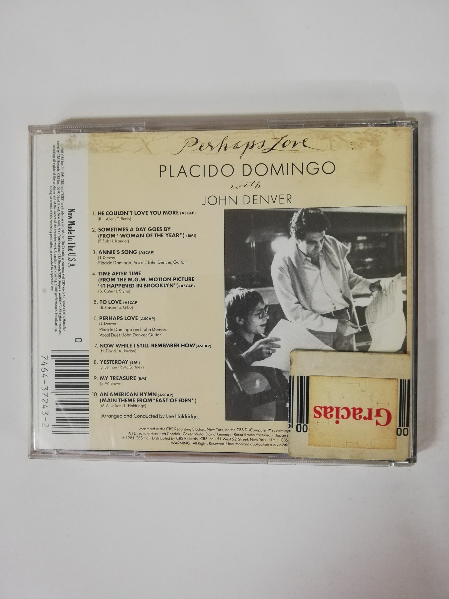 CD PLACIDO DOMINGO WITH JOHN DENVER - PERHAPS LOVE