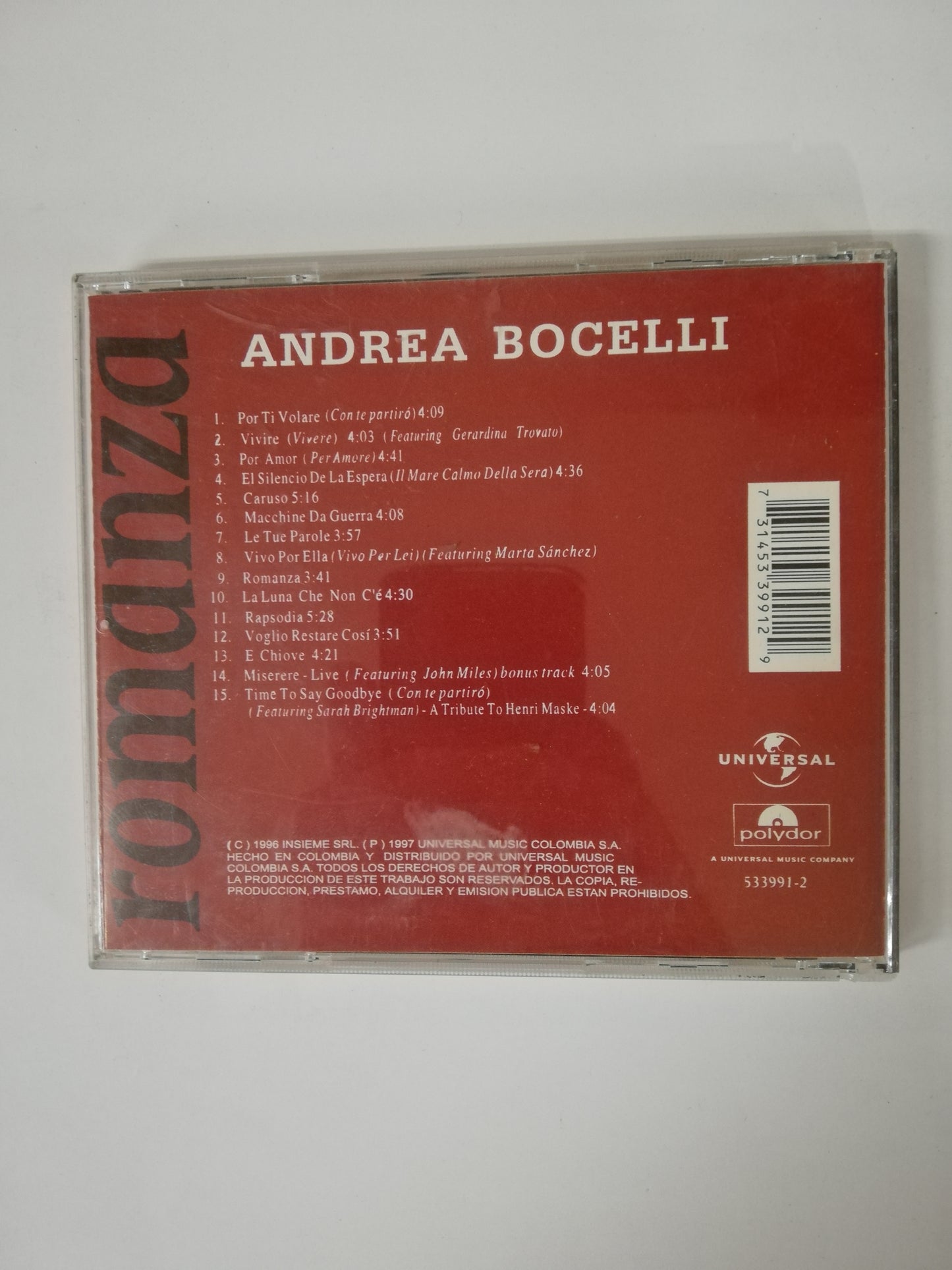 CD ANDREA BOCELLI - ROMANZA