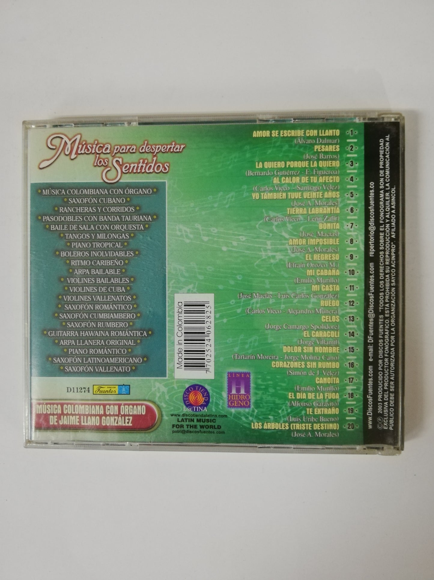 CD JAIME LLANO GONZALEZ - MÚSICA COLOMBIANA CON ORGANO