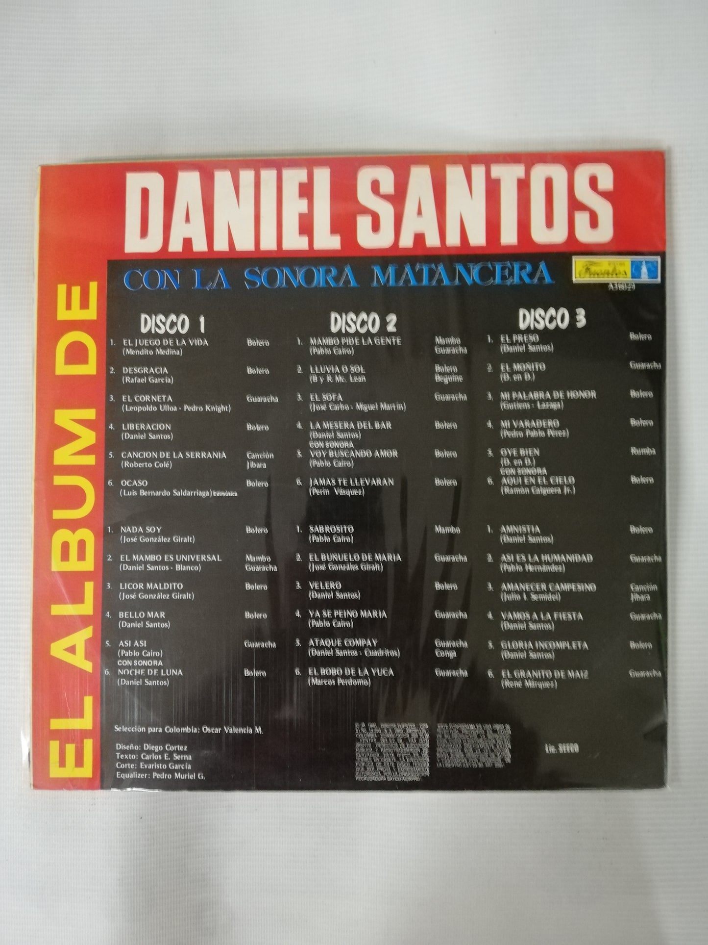 LP DANIEL SANTOS - EL ALBUM DE DANIEL SANTOS CON LA SONORA MATANCERA - 36 EXITOS - VINYL X 3