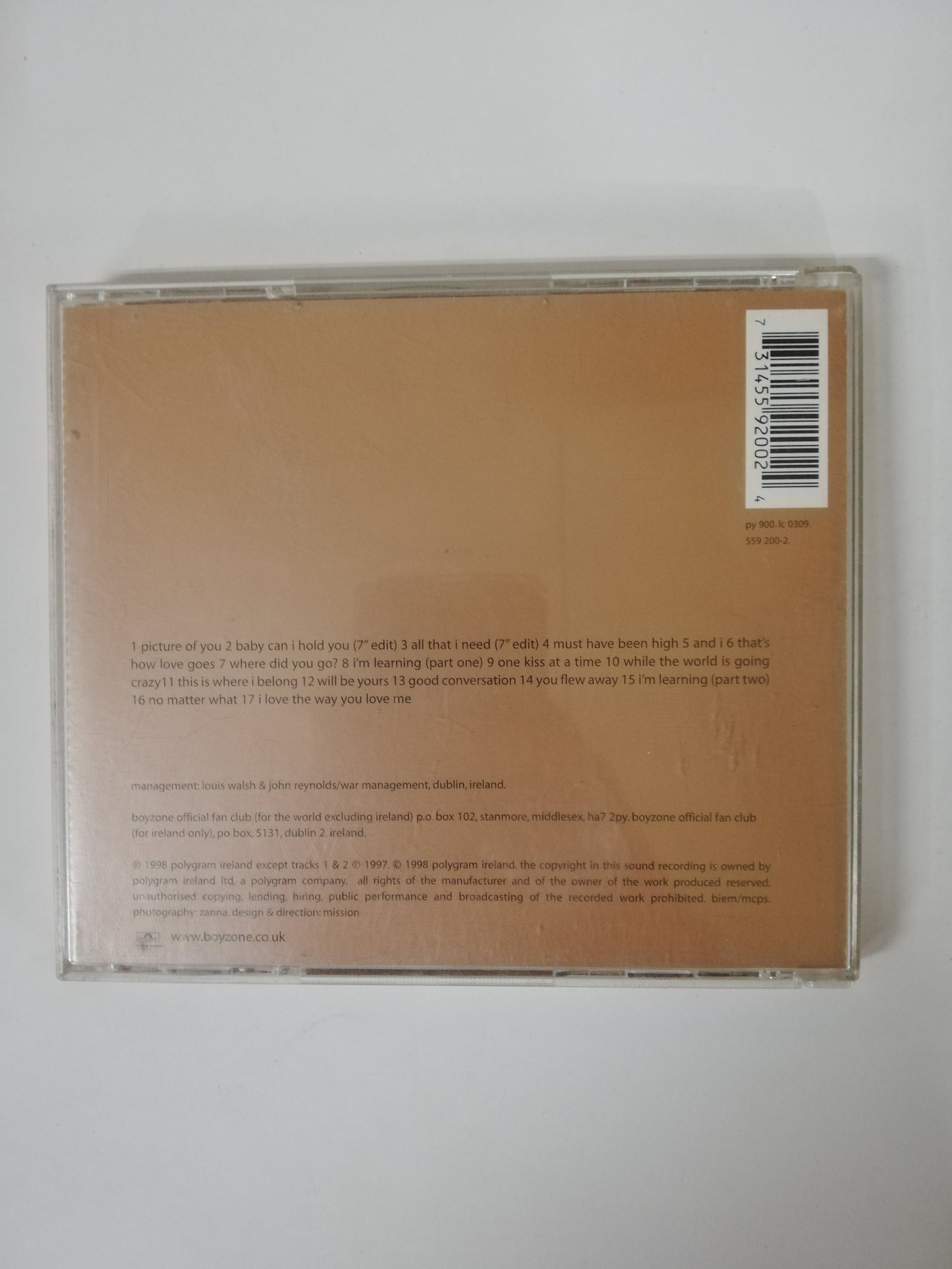 CD BOYZONE - WHERE WE BELONG