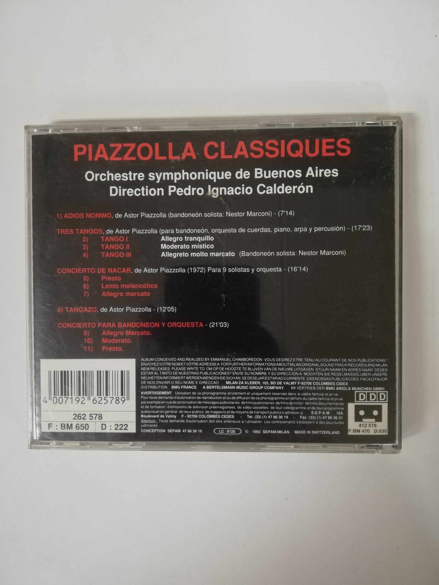 CD ORCHESTRE SYMPHONIQUE DE BUENOSS AIRES - DIRECTOR: PEDRO IGNACIO CALDERON - PIAZZOLLA CLASSIQUES