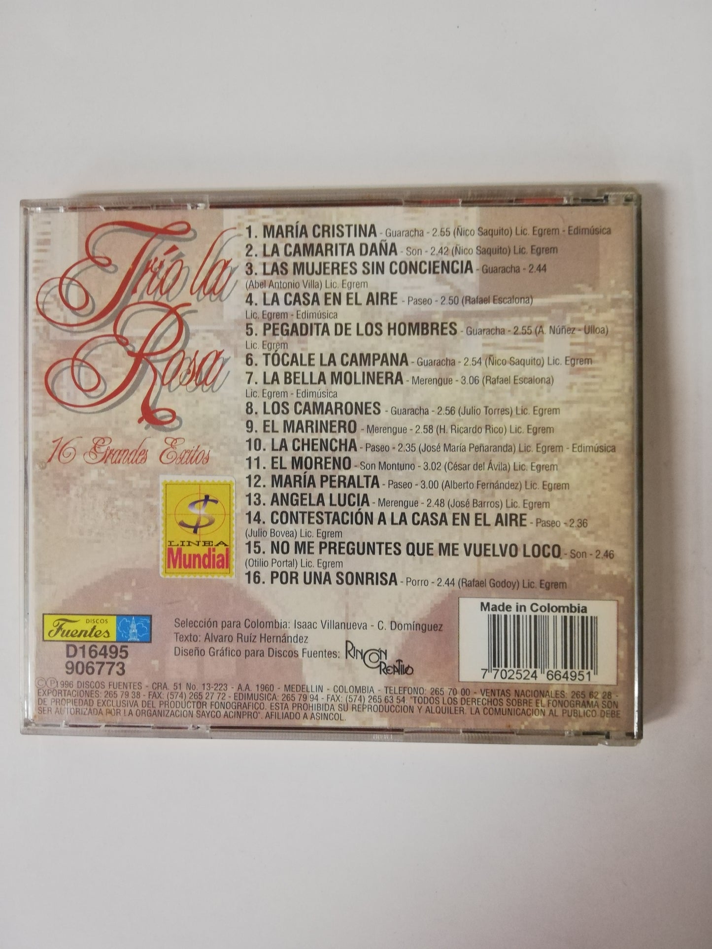 CD TRIO LA ROSA - 16 GRANDES EXITOS