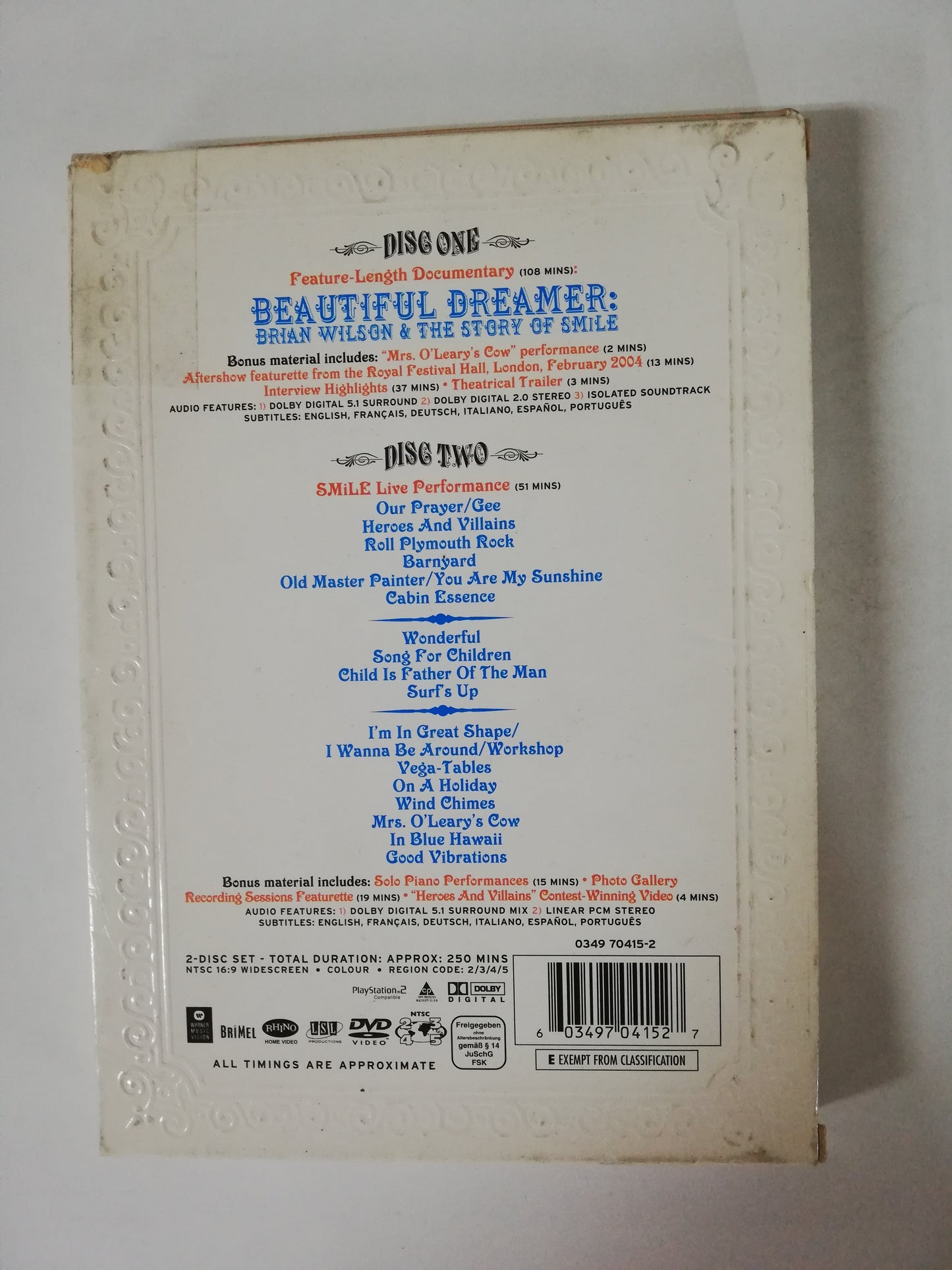 DVD BRIAN WILSON - SMILE - DVD X 2