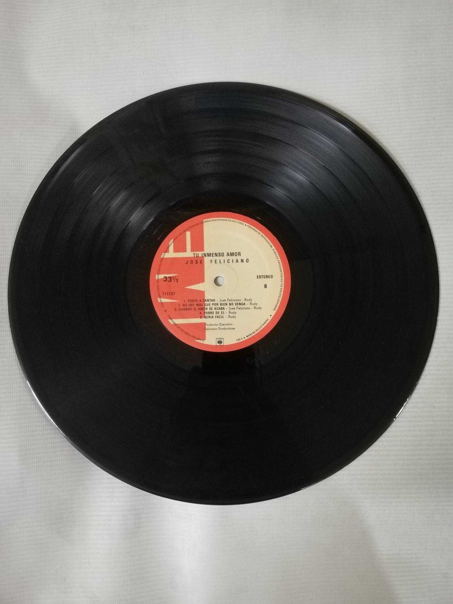 LP JOSÉ FELICIANO - TU INMENSO AMOR