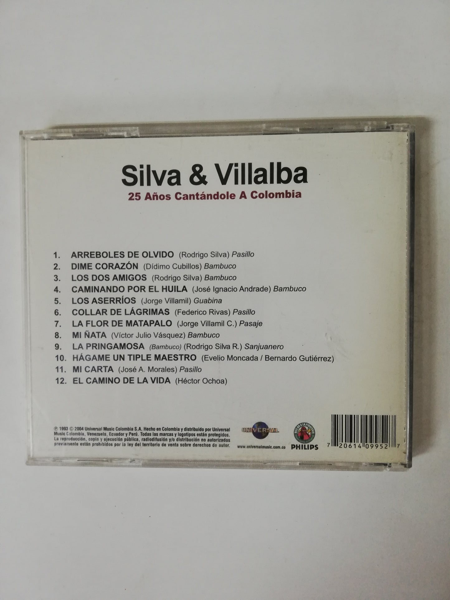 CD SILVA & VILLALBA - 25 AÑOS CANTANDOLE A COLOMBIA - ANTOLOGIA