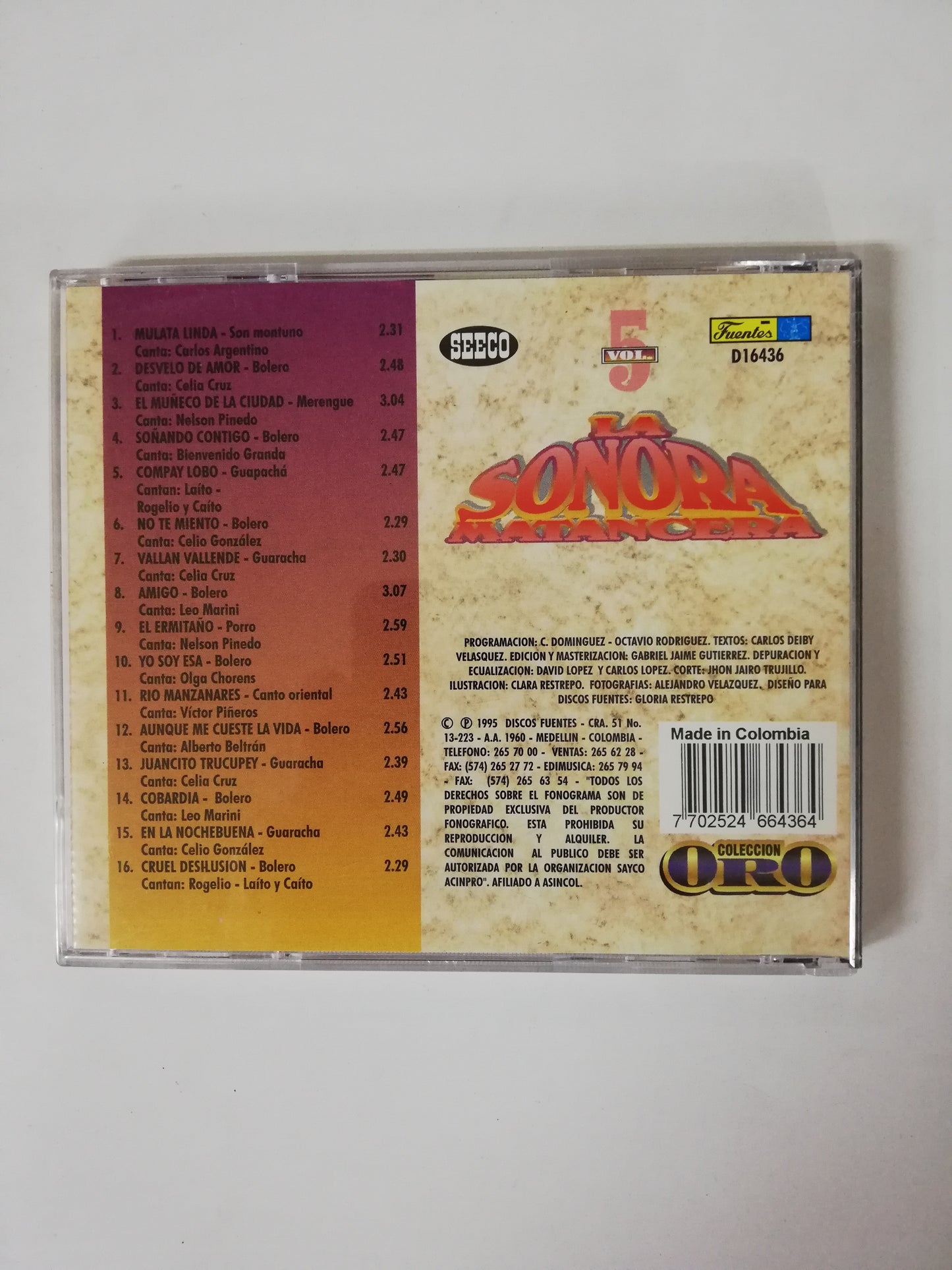 CD LA SONORA DINAMITA - COLECCIÓN ORO VOL. 5