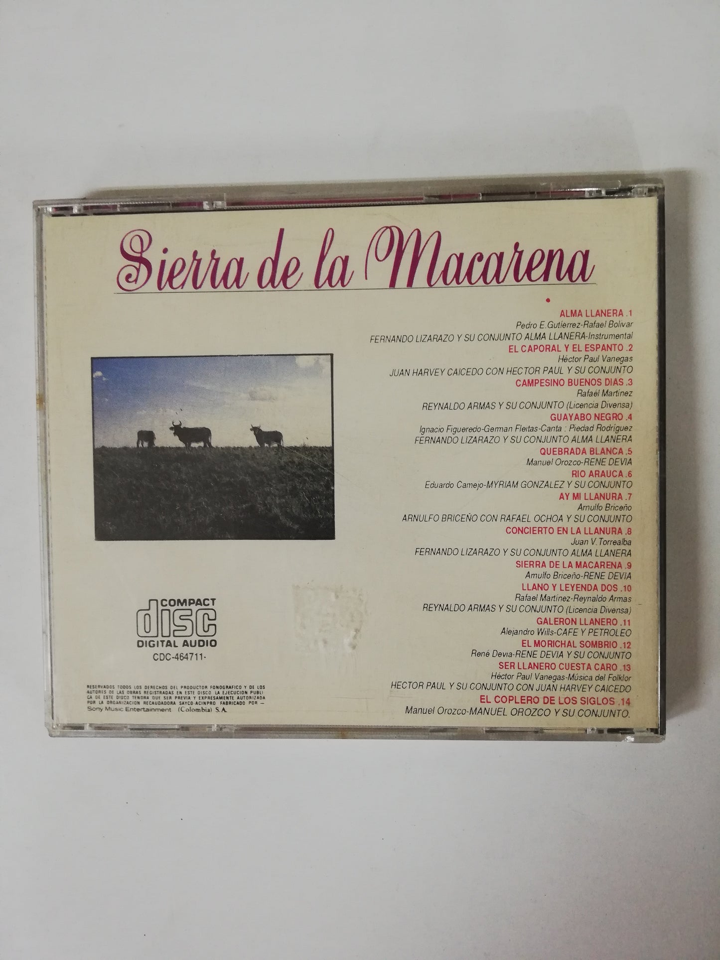 CD SIERRA DE LA MACARENA - CANCIONES Y LEYENDAS DEL LLANO ADENTRO