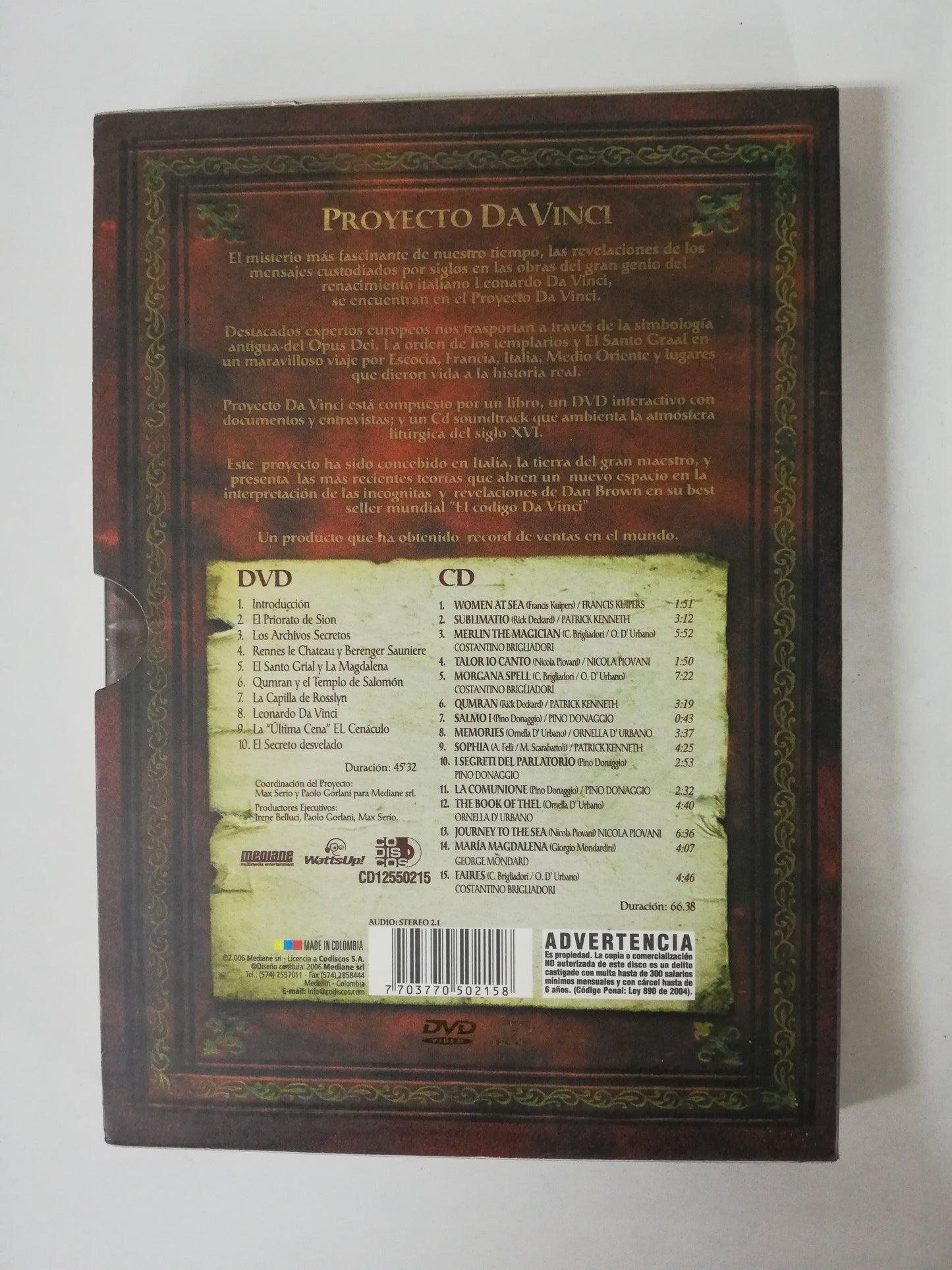 DVD PROYECTO DA VINCI - CD + DVD