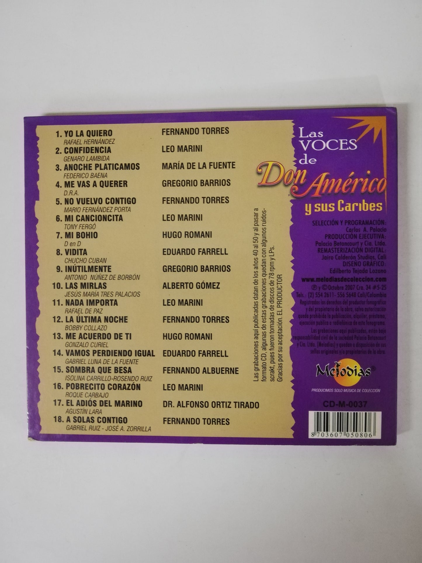 CD DON AMÉRICO Y SUS CARIBES - LAS VOCES DE DON AMÉRCIO Y SUS CARIBES VOL. 1