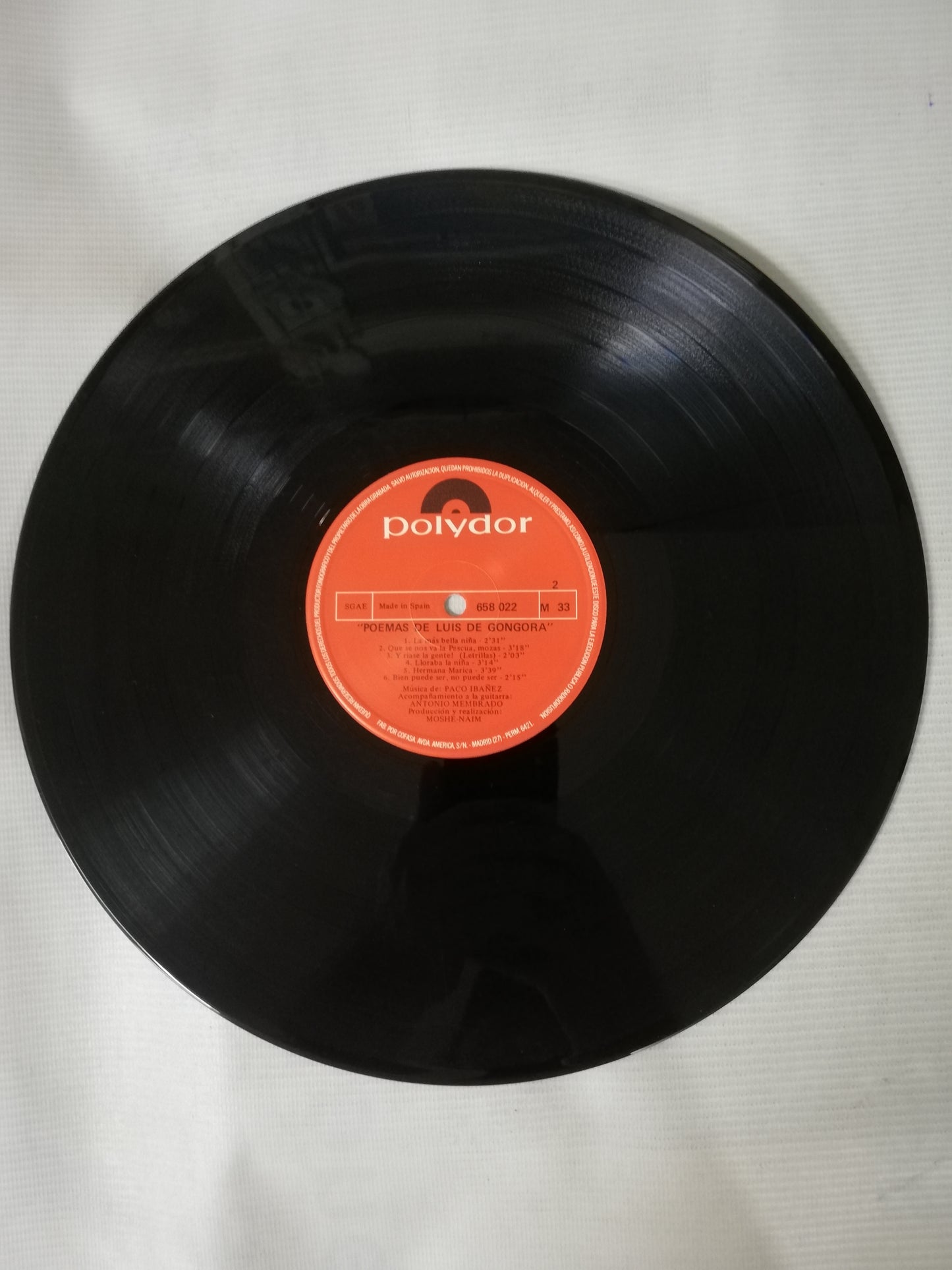 LP PACO IBAÑEZ - POEMAS DE FEDERICO GARCIA LORCA Y LUIS DE GONGORA