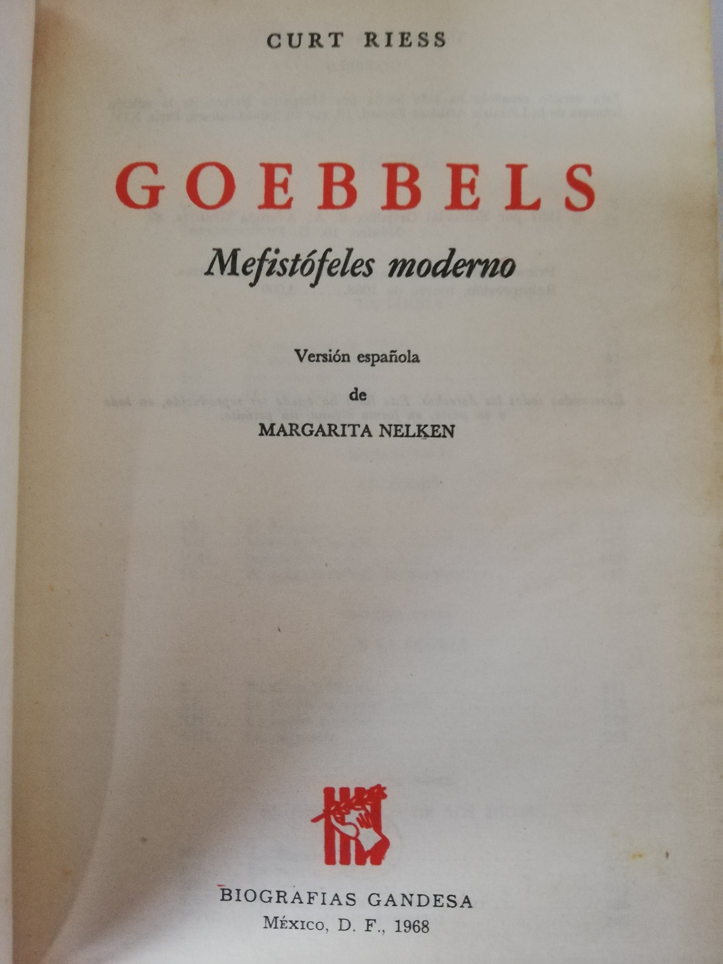 GOEBBELS: MEFISTÓFELES MODERNO - CURT RIESS