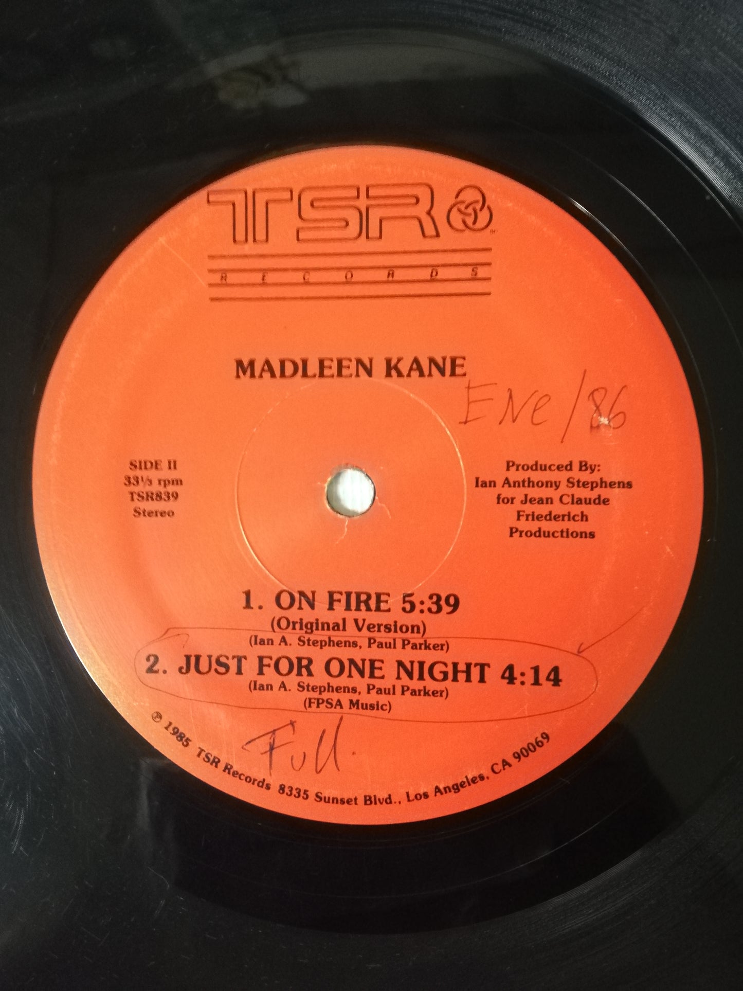 LP MADLEEN KANE - ON FIRE / JUST FOR ONE NIGHT