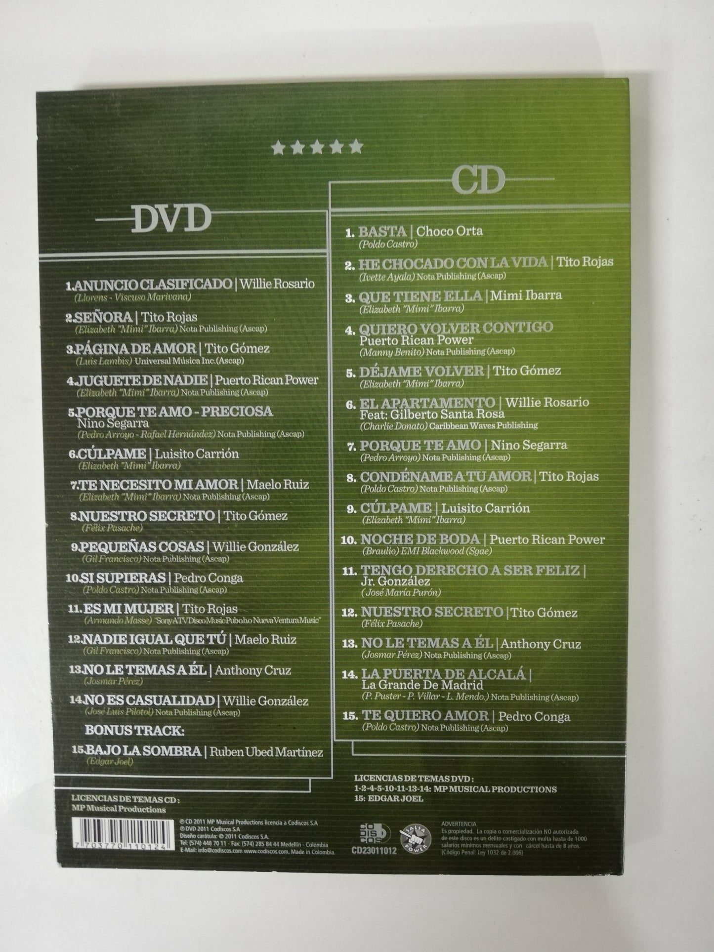 CD ESTRELLAS DE LA SALSA - SERIE PLATINO GRANDES EXITOS - CD + DVD