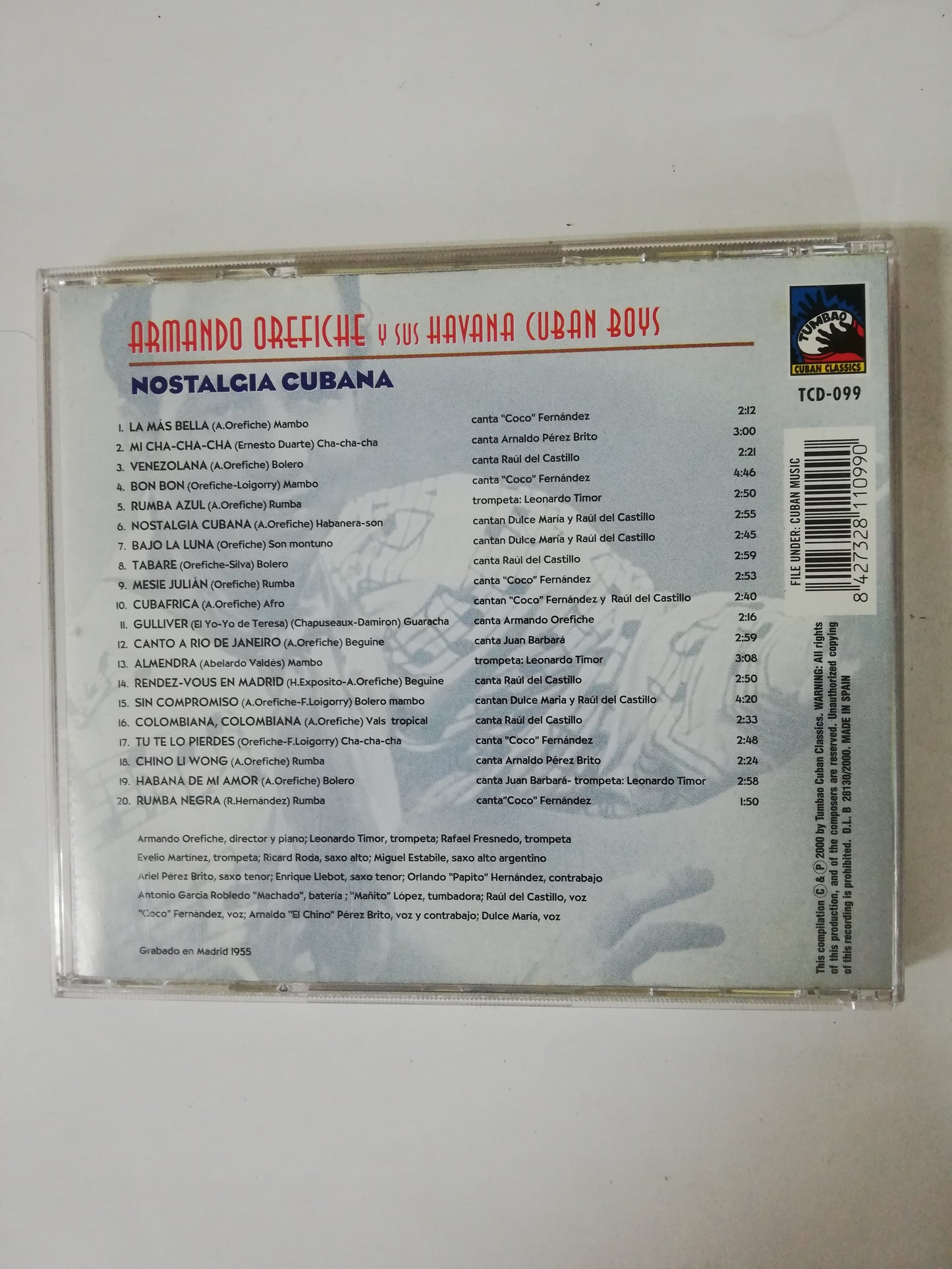 CD ARMANDO OREFICHE Y SUS HAVANA CUBAN BOYS - NOSTALGIA CUBANA