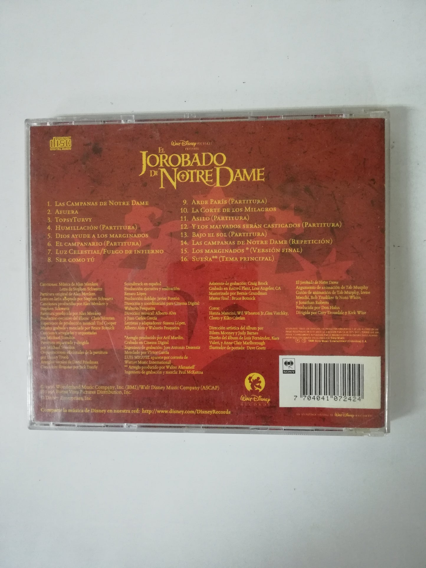 EL JOROBADO DE NOTRE DAME - SOUNDTRACK OIGINAL DE WALT DISNEY