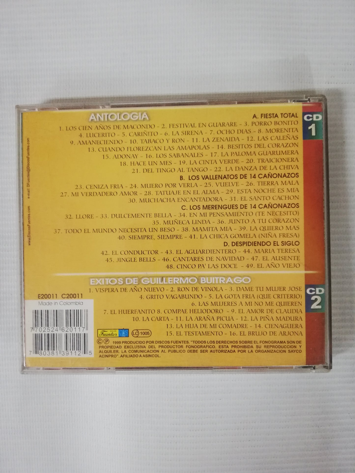 CD 14 CAÑONAZOS BAILABLES - EL BAILE DEL SIGLO CON 65 EXITOS DE 14 CAÑONAZOS BAILABLES - CD X 2