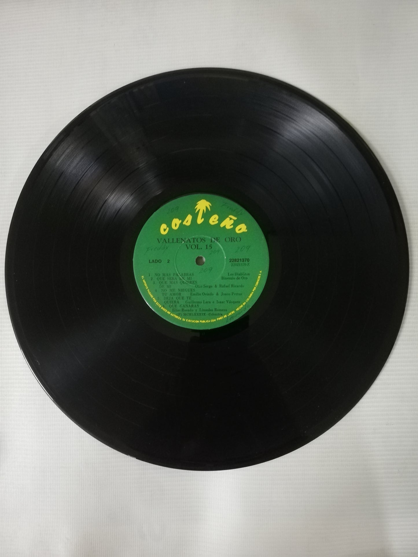 LP VALLENATOS DE ORO - VALLENATOS DE ORO VOL. 15