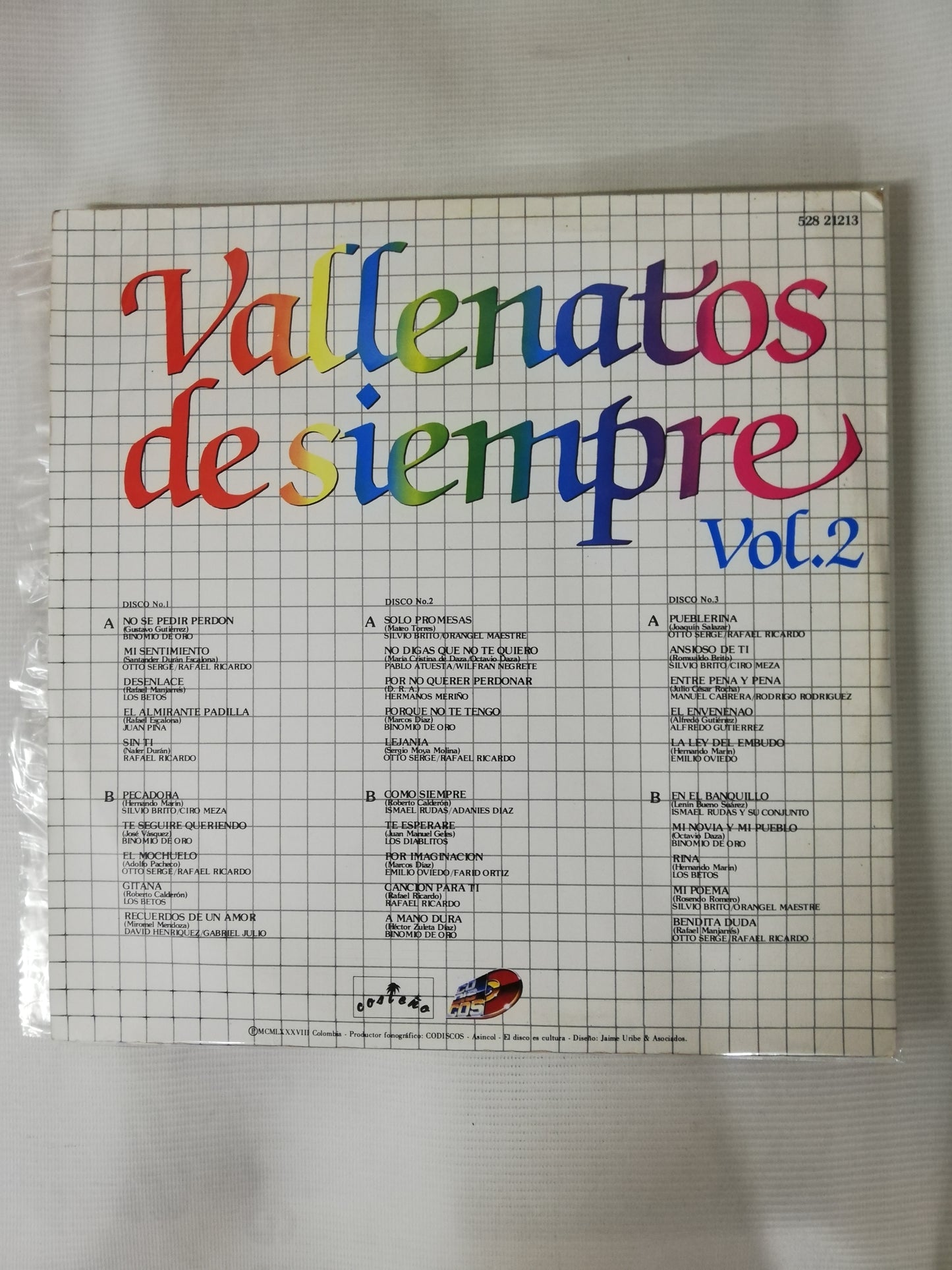 LP VALLENATOS DE SIEMPRE - VALLENATOS DE SIEMPRE VOL. 2 - VINYL X 3