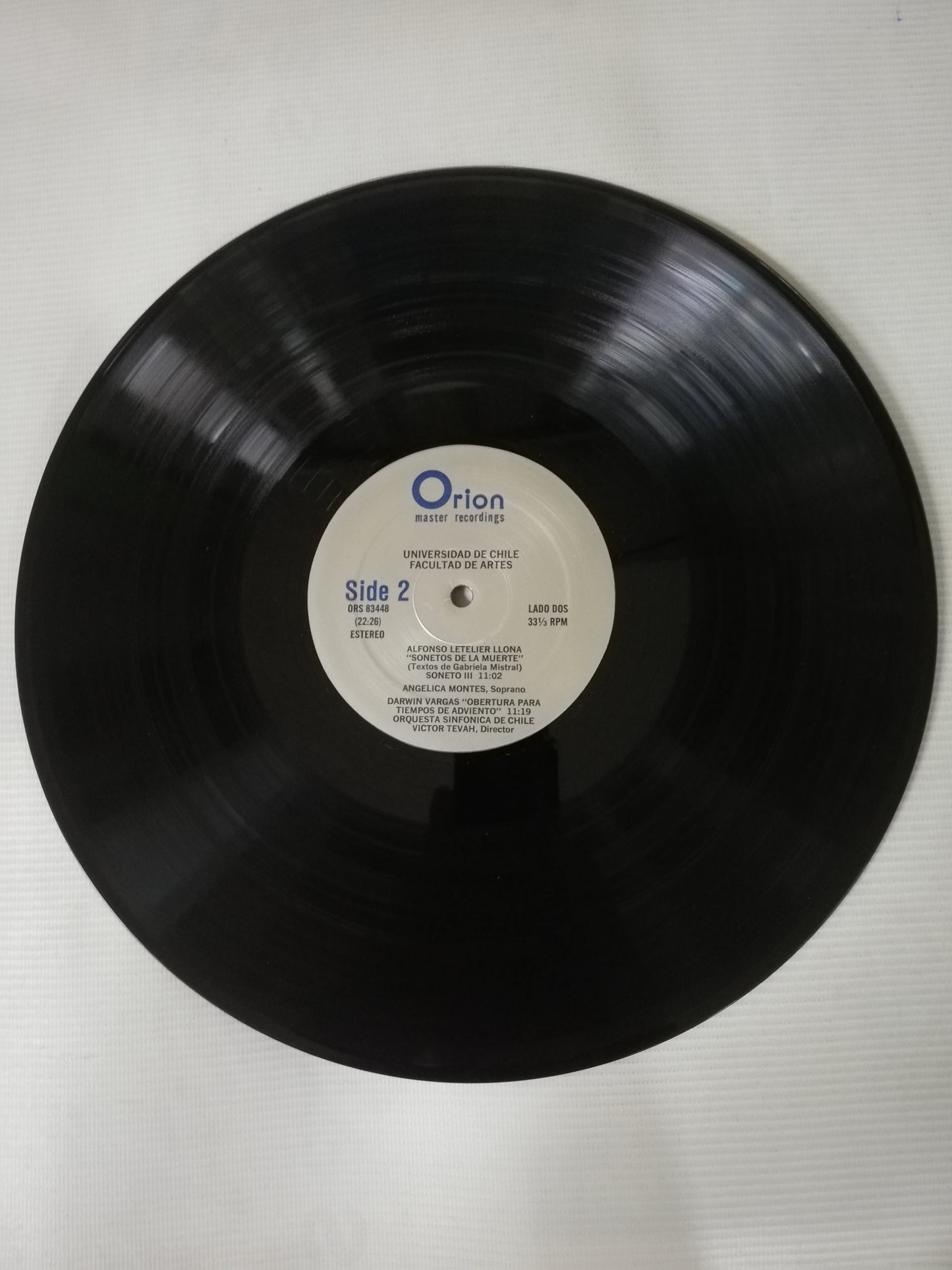 LP ALFONSO LETELIER / DARWIN VARGAS CON LA ORQUESTA SINFÓNICA DE CHILE - DIRECTOR: VICTOR TEVAH - SONETOS DE LA MUERTE DE GABRIELA MISTRAL