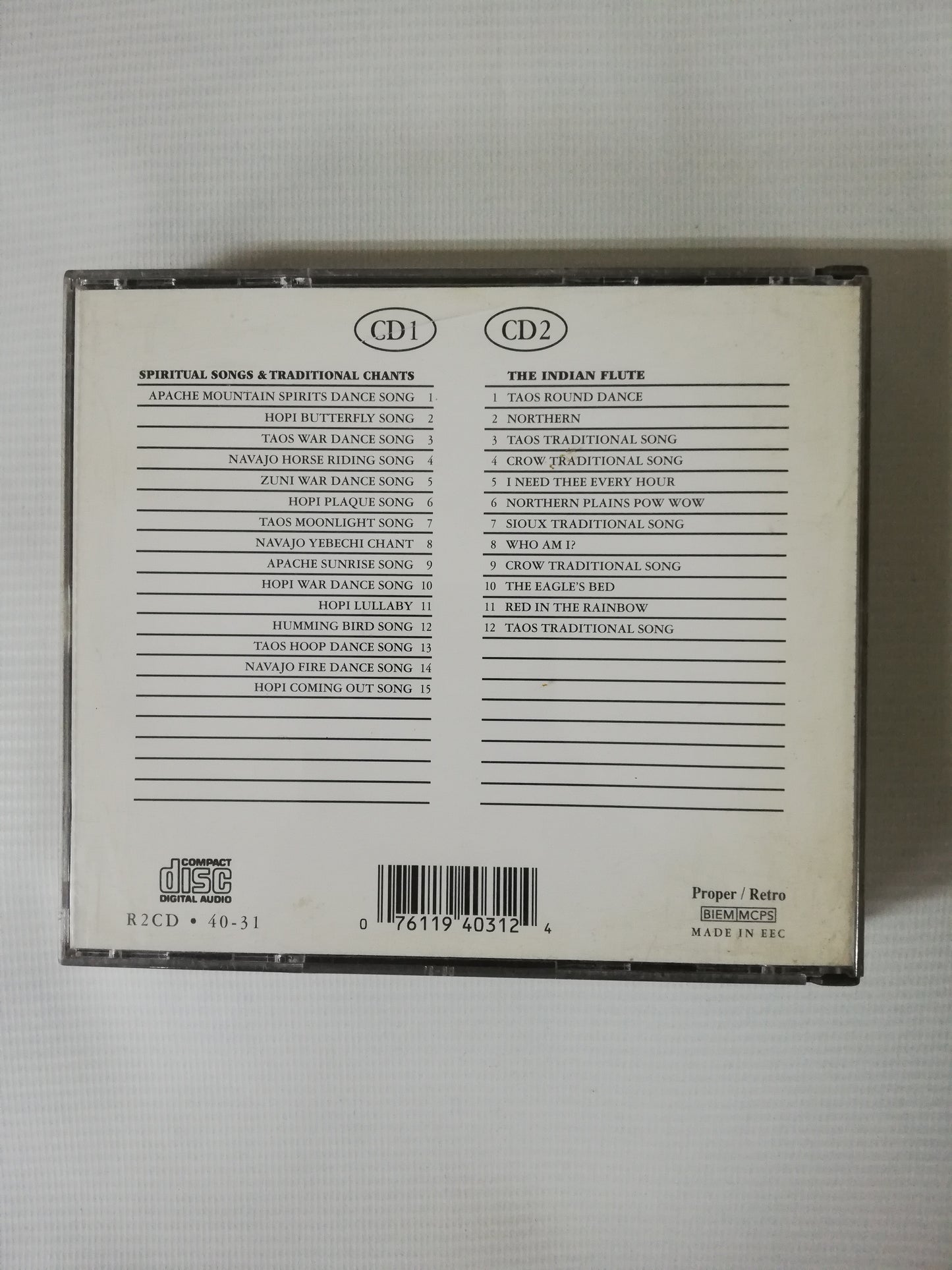 CD SPIRITUAL SONGS, TRADITIONAL CHANTS & FLUTE MUSIC OF THE AMERICAN INDIAN - CD X 2