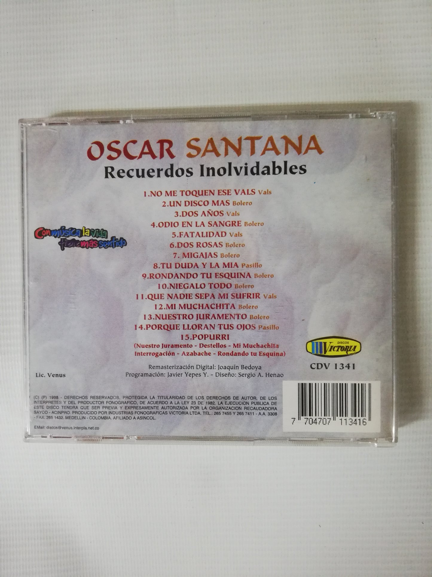 CD OSCAR SANTANA - RECUERDOS INOLVIDABLES
