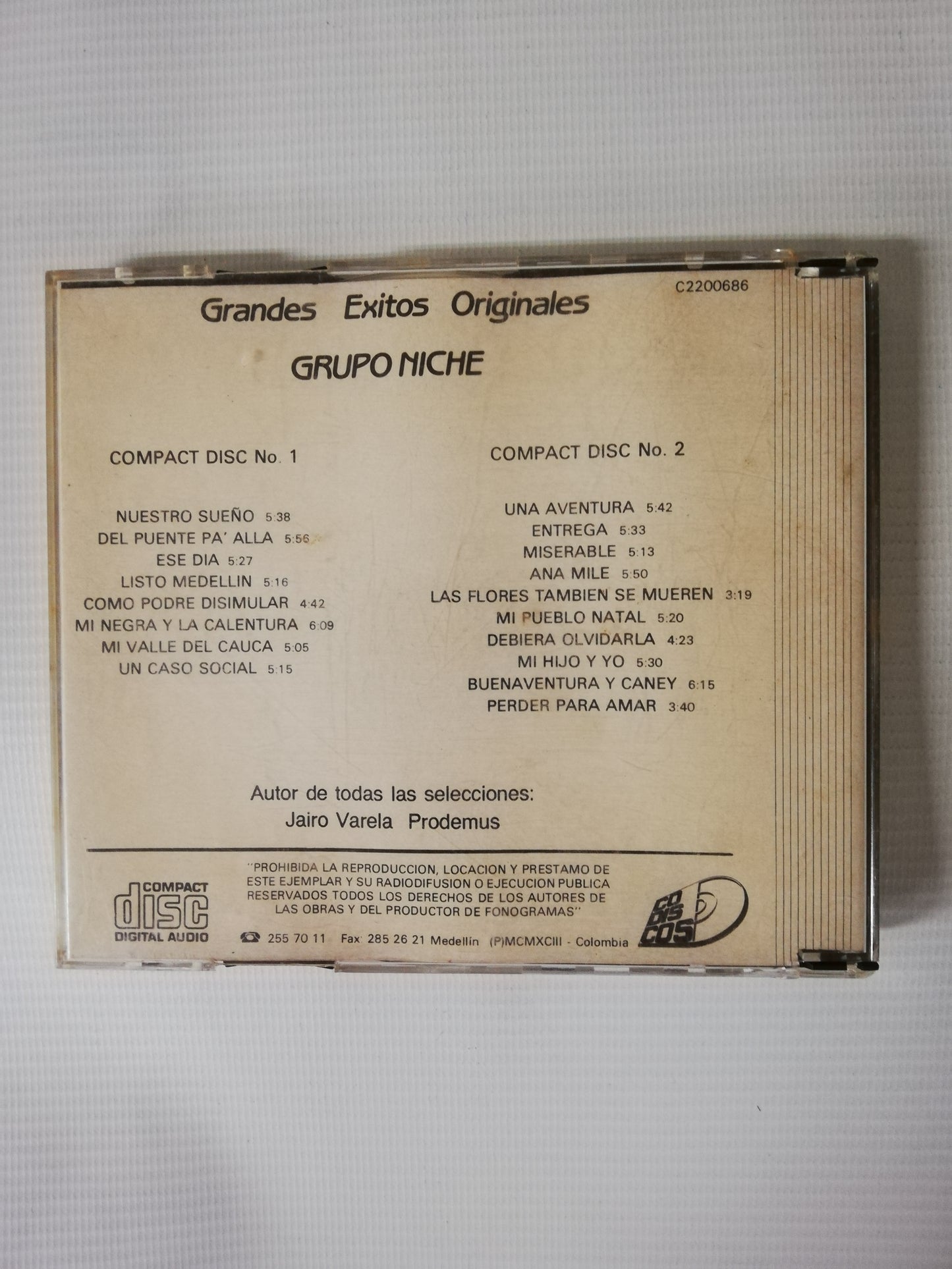 CD GRUPO NICHE - GRANDES EXITOS ORIGINALES VOL. 1 Y 2 - CD X 2