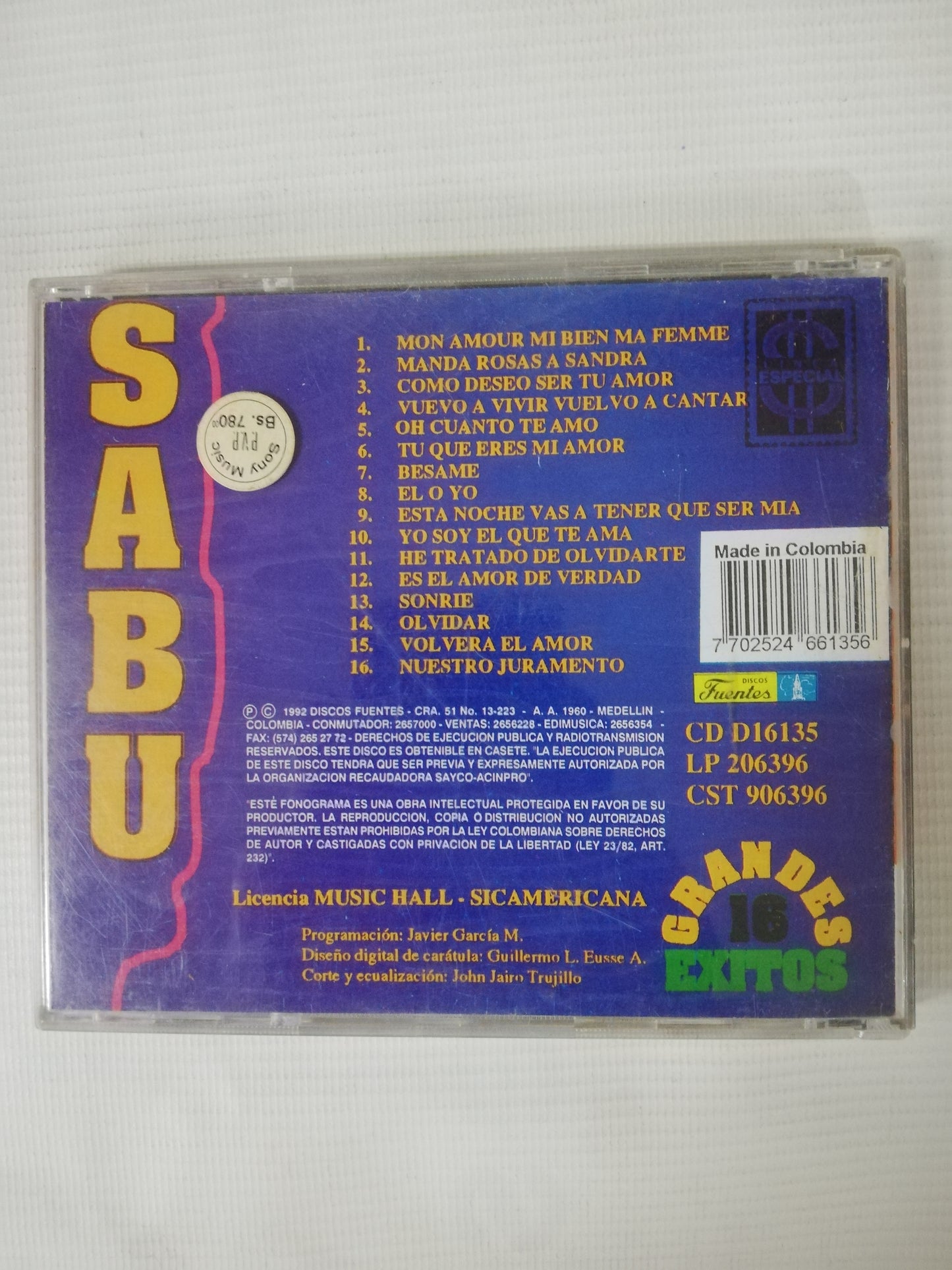 CD SABU - 16 GRANDES EXITOS