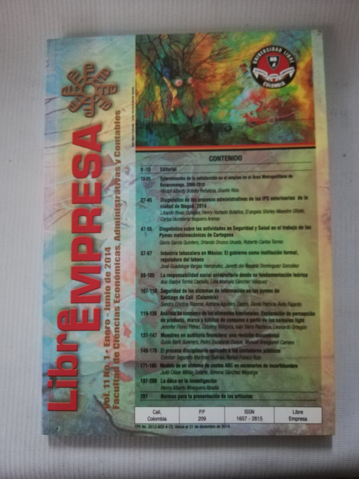 LIBRE EMPRESA - VOL. 11 FACULTA DE CIENCIA ECONOMICAS . ADMINISTRATIVAS Y CONTABLES
