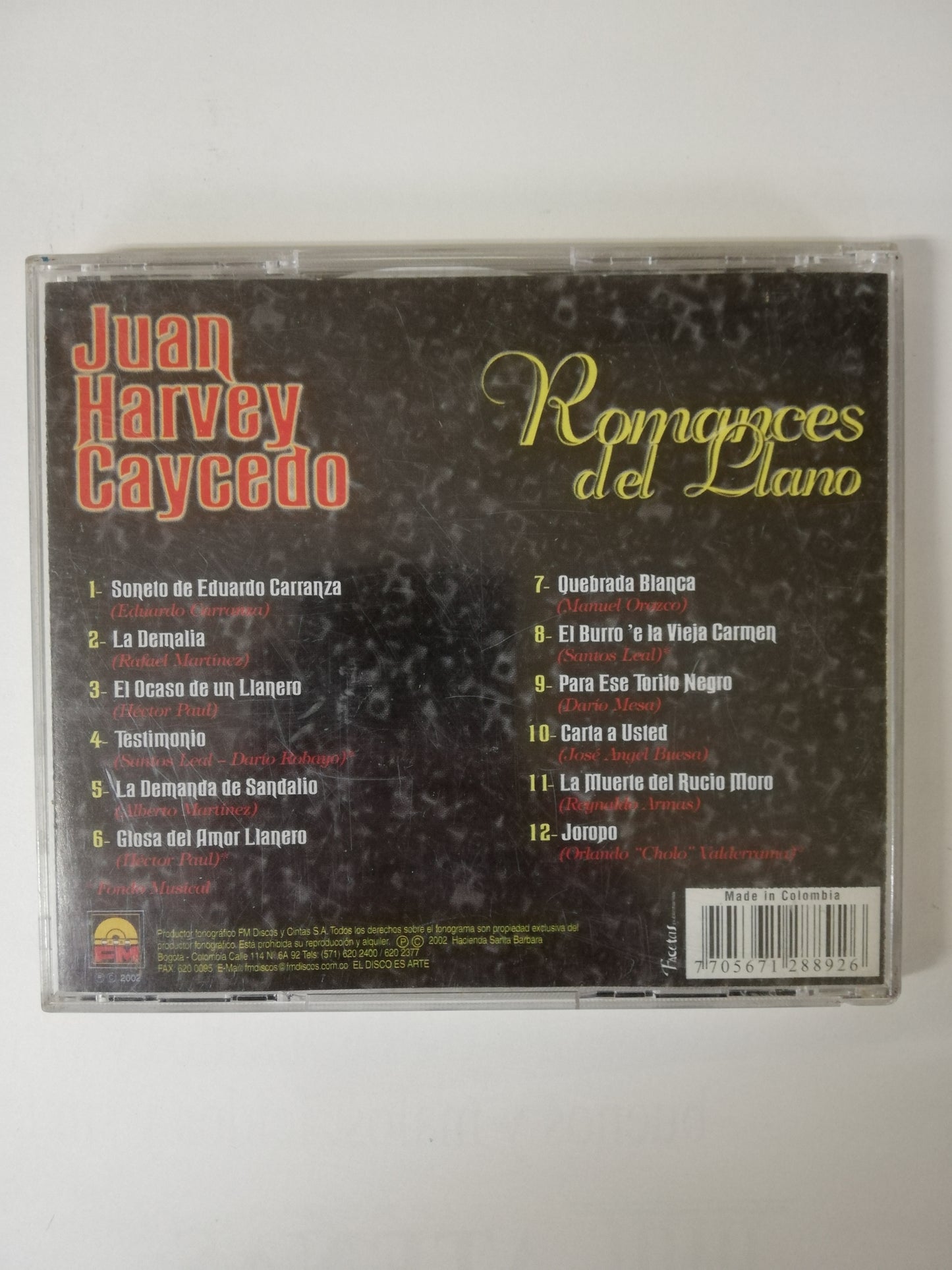 CD JUAN HARVEY CAYCEDO - ROMANCES DE LLANO